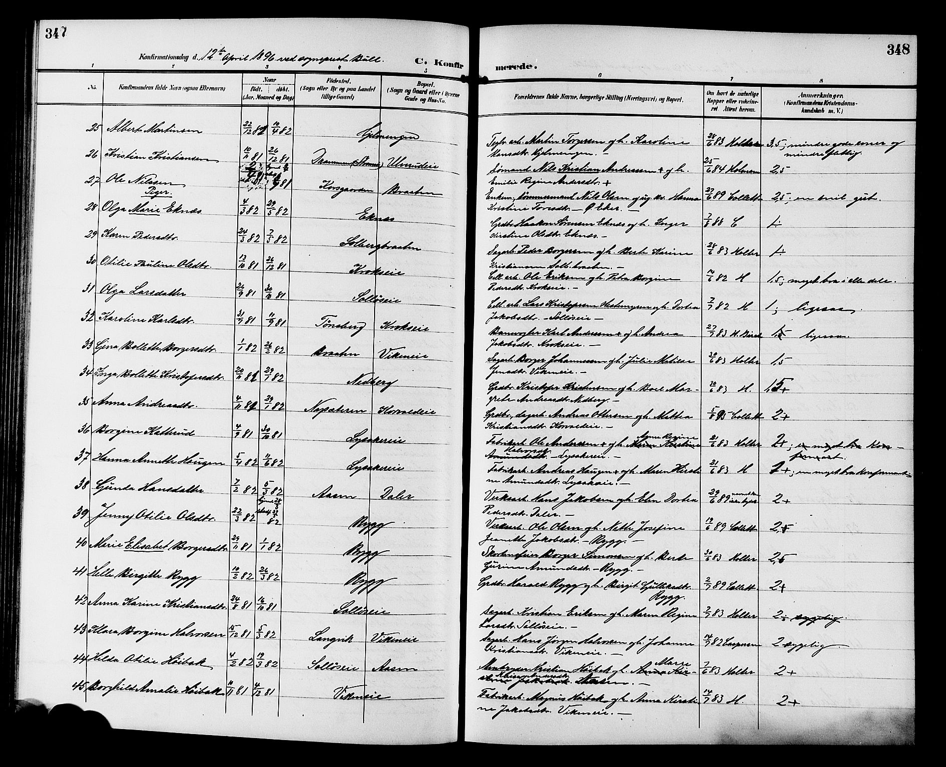 Nedre Eiker kirkebøker, AV/SAKO-A-612/G/Ga/L0003: Klokkerbok nr. 3, 1896-1905, s. 347-348