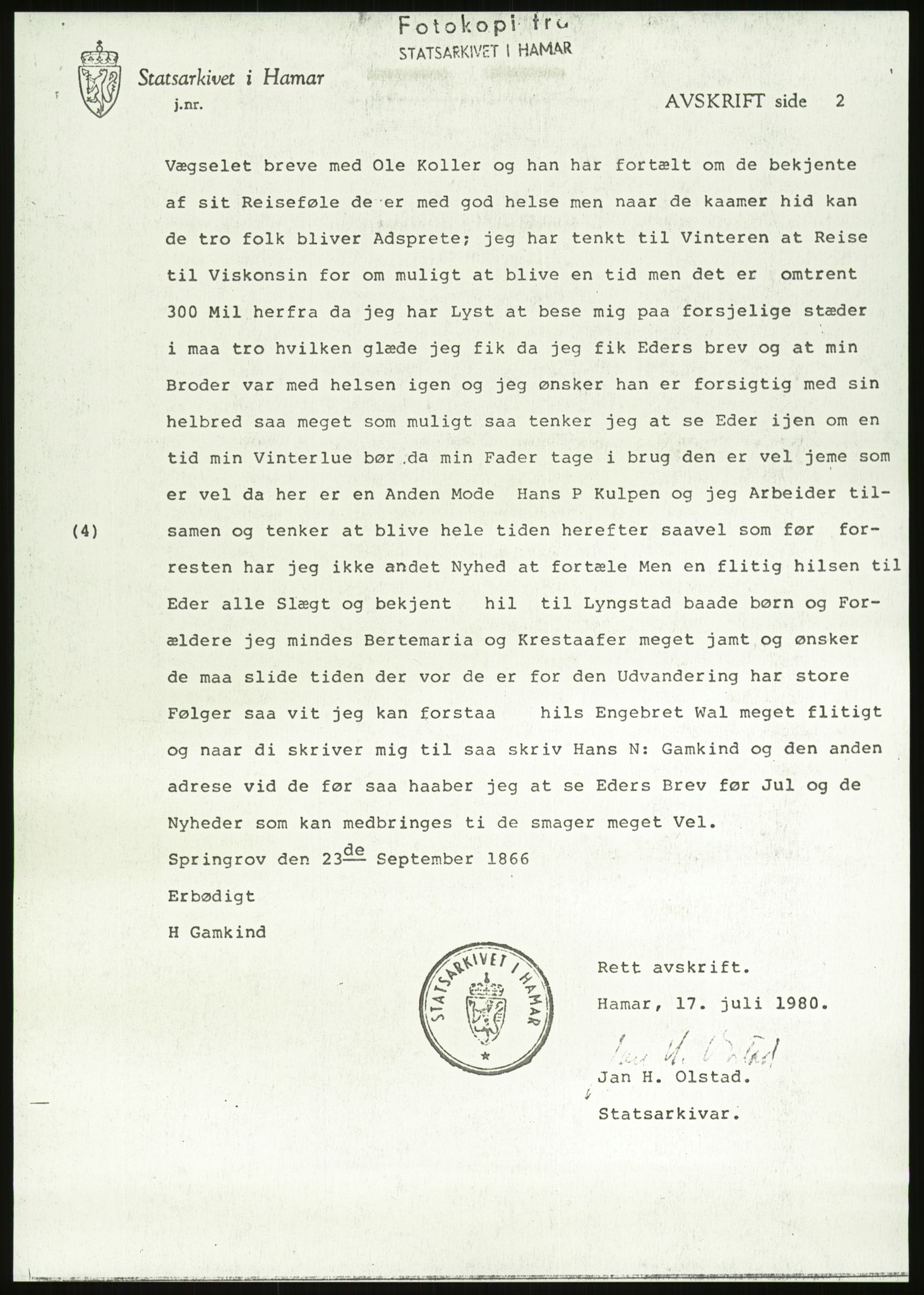 Samlinger til kildeutgivelse, Amerikabrevene, AV/RA-EA-4057/F/L0011: Innlån fra Oppland: Bræin - Knudsen, 1838-1914, s. 403