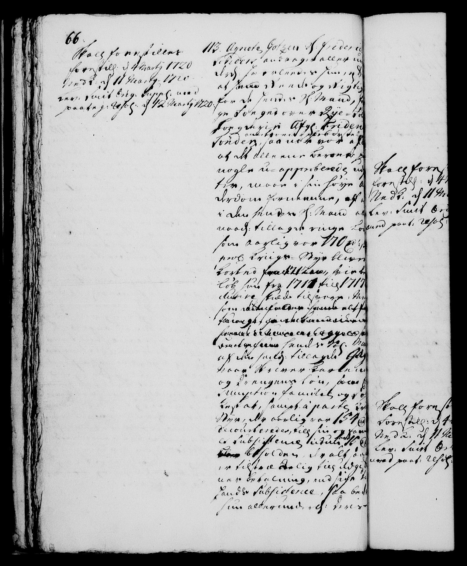 Rentekammeret, Kammerkanselliet, RA/EA-3111/G/Gh/Gha/L0001: Norsk ekstraktmemorialprotokoll, sak. 1-375 (merket RK 53.46), 1720, s. 66