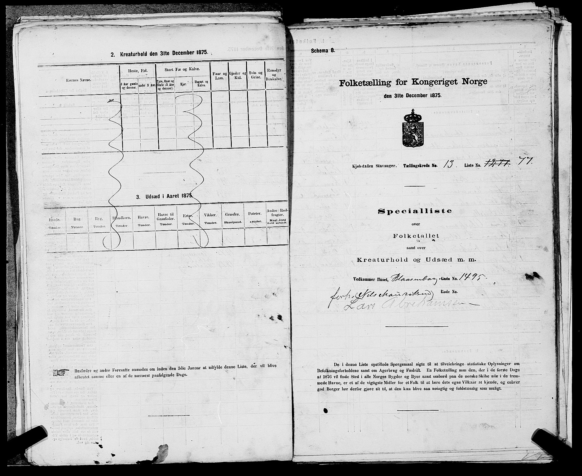 SAST, Folketelling 1875 for 1103 Stavanger kjøpstad, 1875, s. 2674