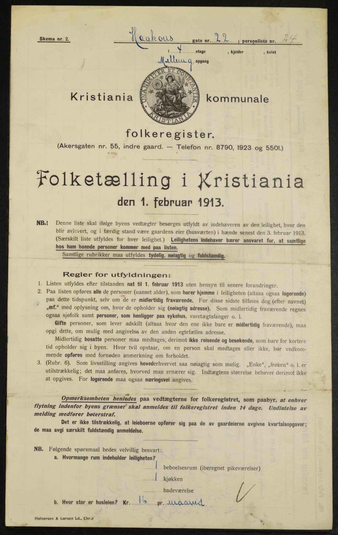 OBA, Kommunal folketelling 1.2.1913 for Kristiania, 1913, s. 42969