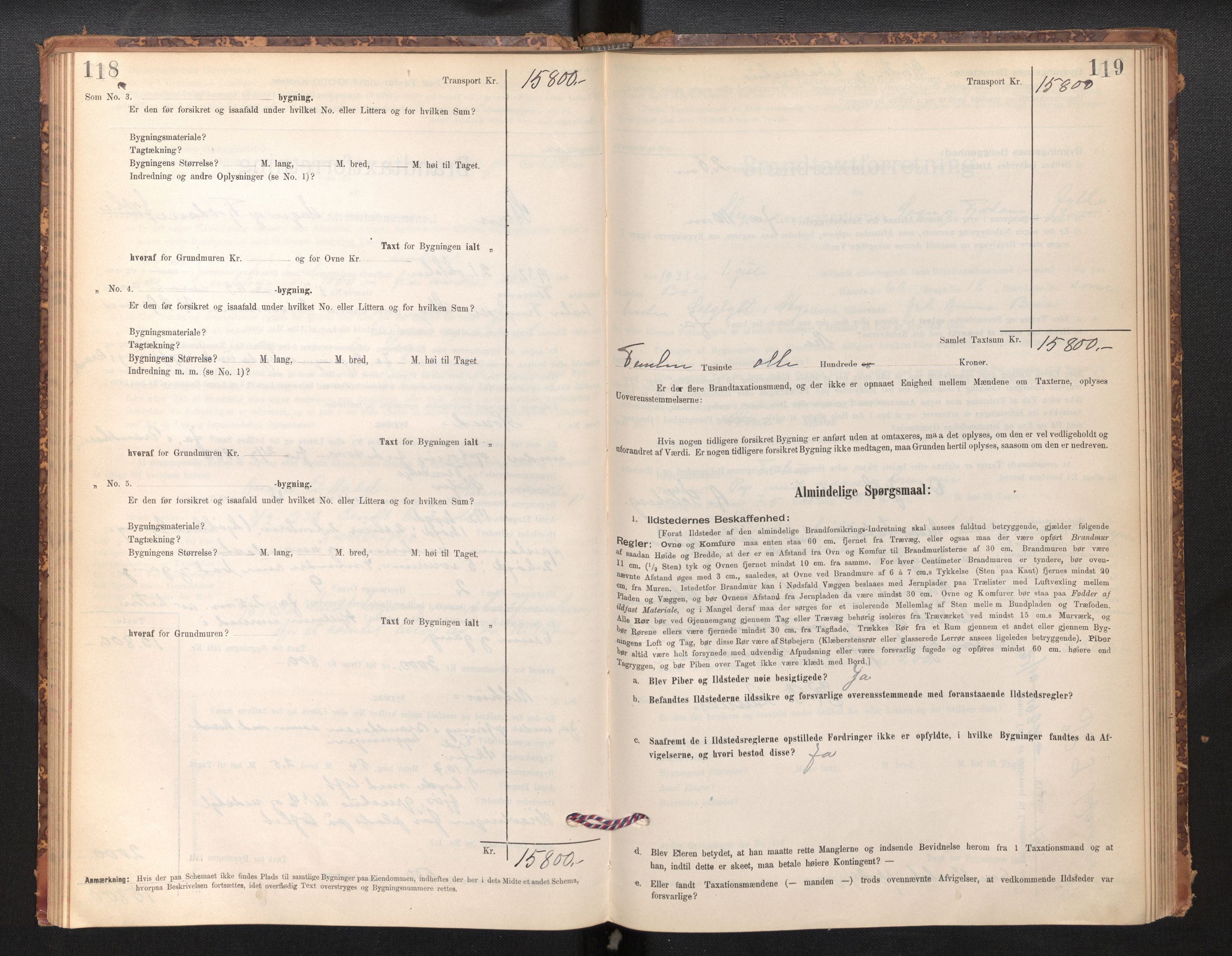 Lensmannen i Stryn og Innvik, SAB/A-30201/0012/L0002: Branntakstprotokoll, skjematakst, 1894-1942, s. 118-119