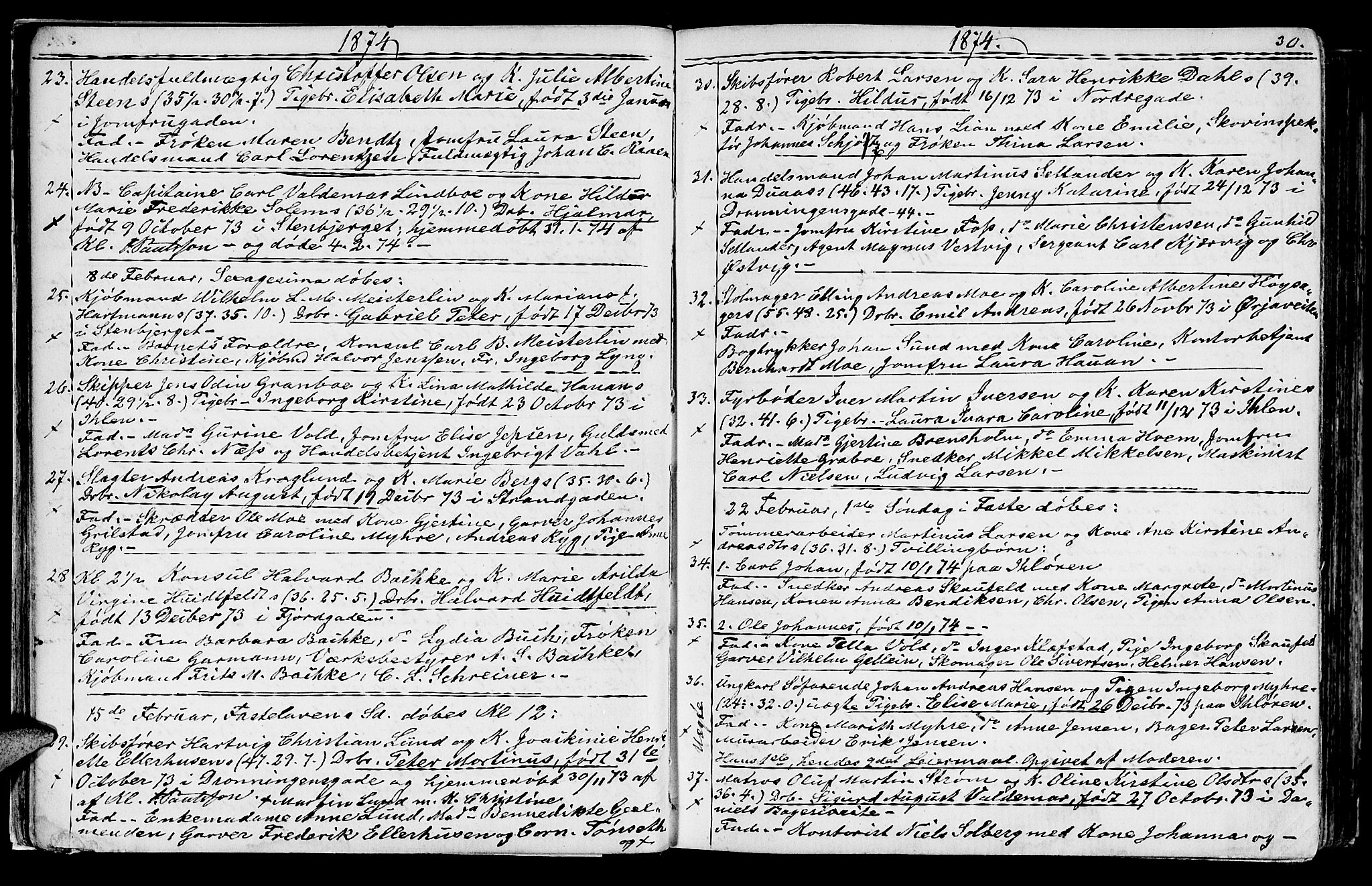 Ministerialprotokoller, klokkerbøker og fødselsregistre - Sør-Trøndelag, AV/SAT-A-1456/602/L0142: Klokkerbok nr. 602C10, 1872-1894, s. 30