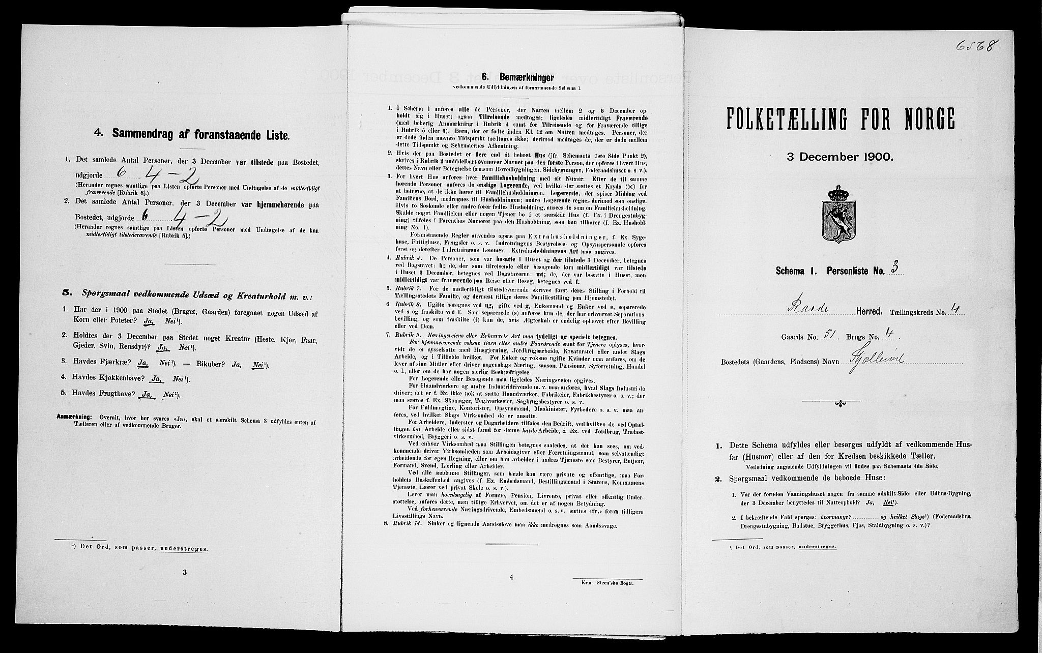 SAO, Folketelling 1900 for 0135 Råde herred, 1900