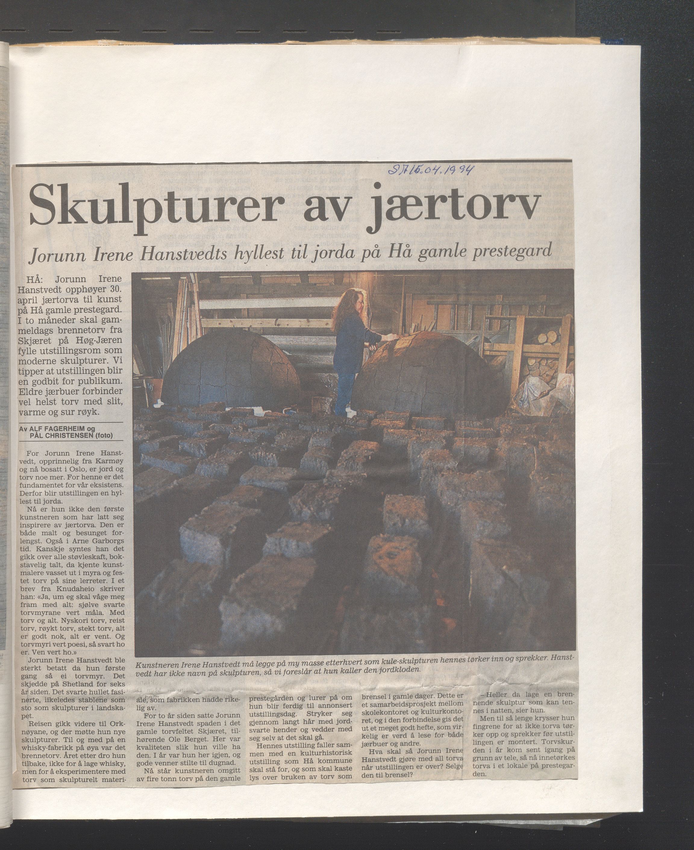 Hå kommune - Kulturetaten, IKAR/A-304/Ub/Ubb/L0009: Avisutklipp - Hå gamle prestegård, 1994-1995