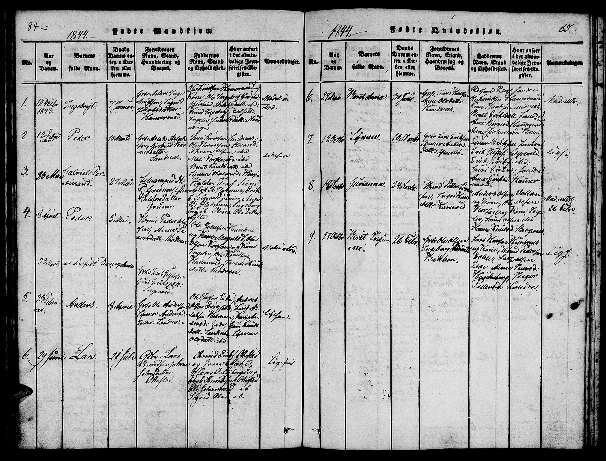 Ministerialprotokoller, klokkerbøker og fødselsregistre - Møre og Romsdal, AV/SAT-A-1454/548/L0612: Ministerialbok nr. 548A01, 1818-1846, s. 84-85