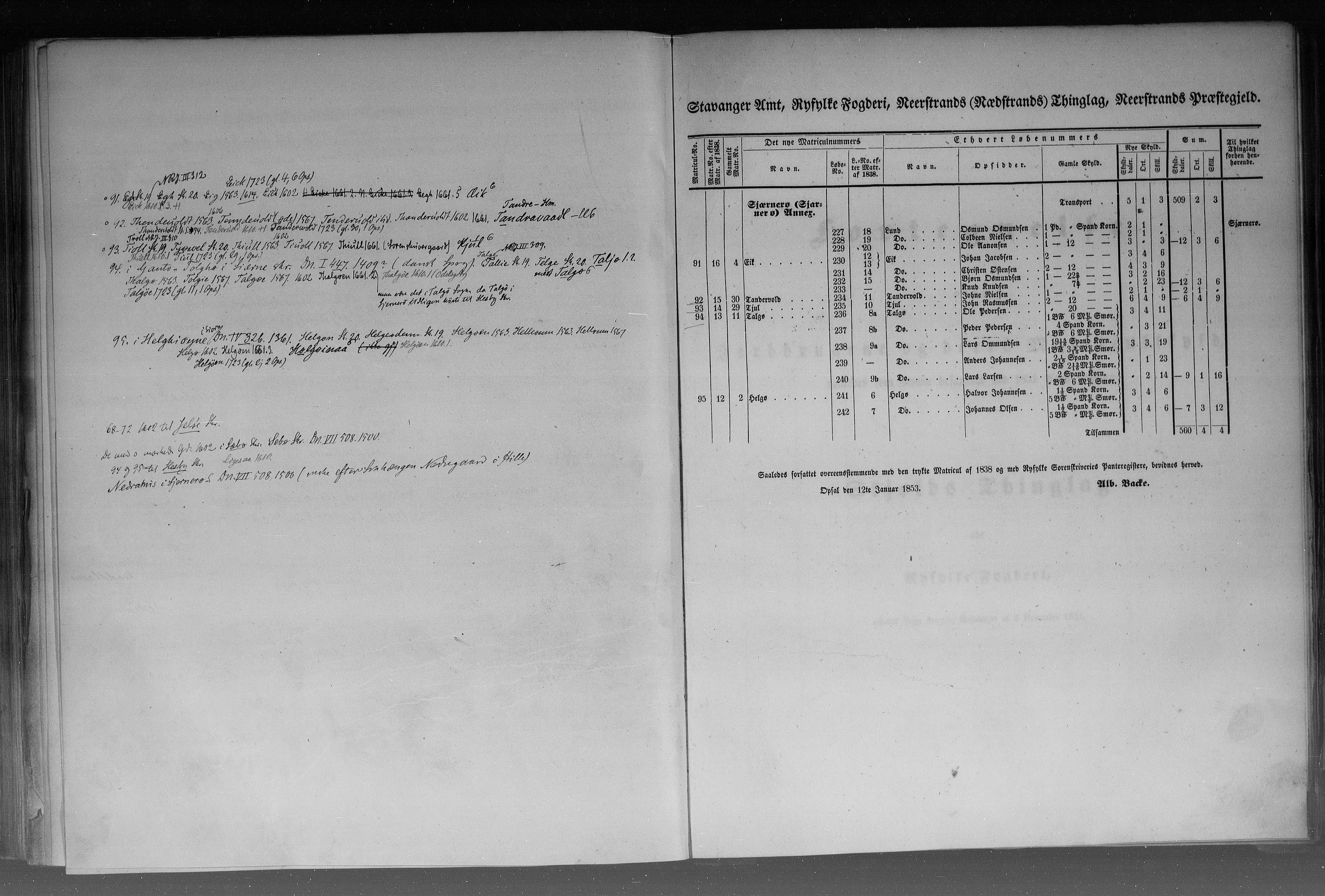 Rygh, AV/RA-PA-0034/F/Fb/L0010: Matrikkelen for 1838 - Stavanger amt (Rogaland fylke), 1838