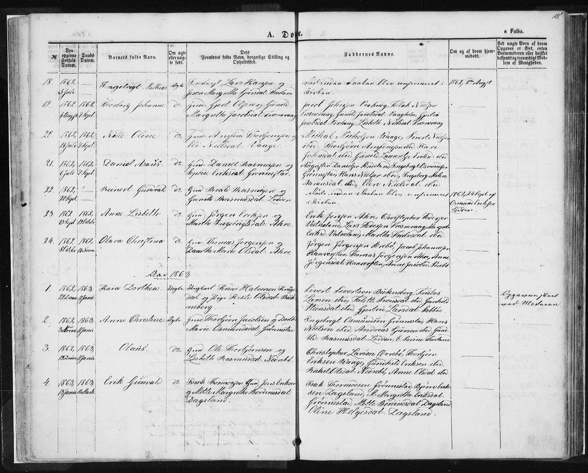 Tysvær sokneprestkontor, AV/SAST-A -101864/H/Ha/Haa/L0004: Ministerialbok nr. A 4, 1857-1878, s. 15