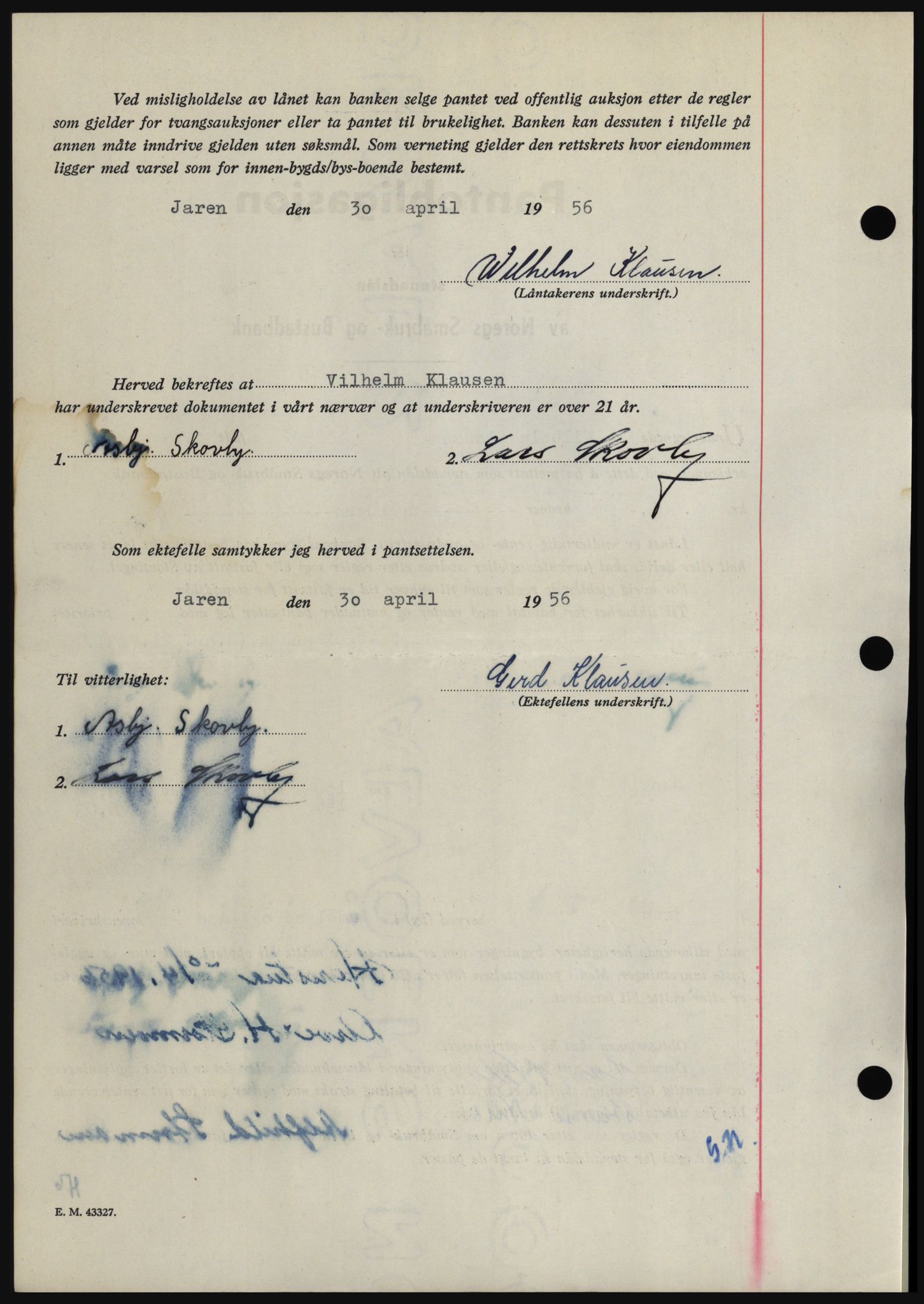 Hadeland og Land tingrett, AV/SAH-TING-010/H/Hb/Hbc/L0034: Pantebok nr. B34, 1956-1956, Dagboknr: 1129/1956