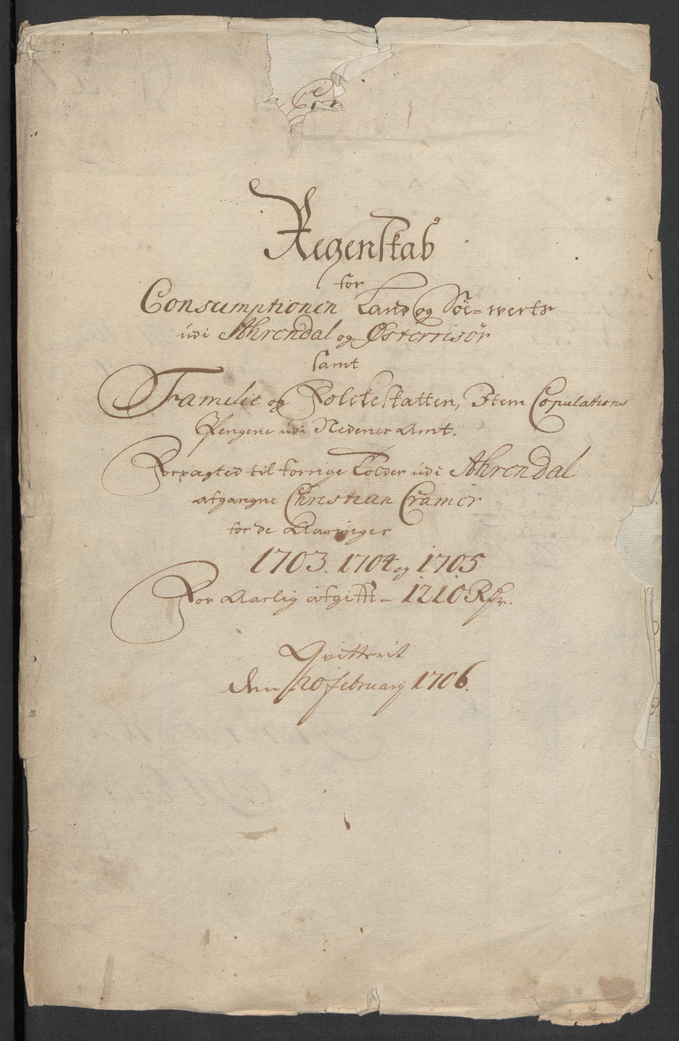 Rentekammeret inntil 1814, Reviderte regnskaper, Fogderegnskap, AV/RA-EA-4092/R39/L2317: Fogderegnskap Nedenes, 1704-1705, s. 126
