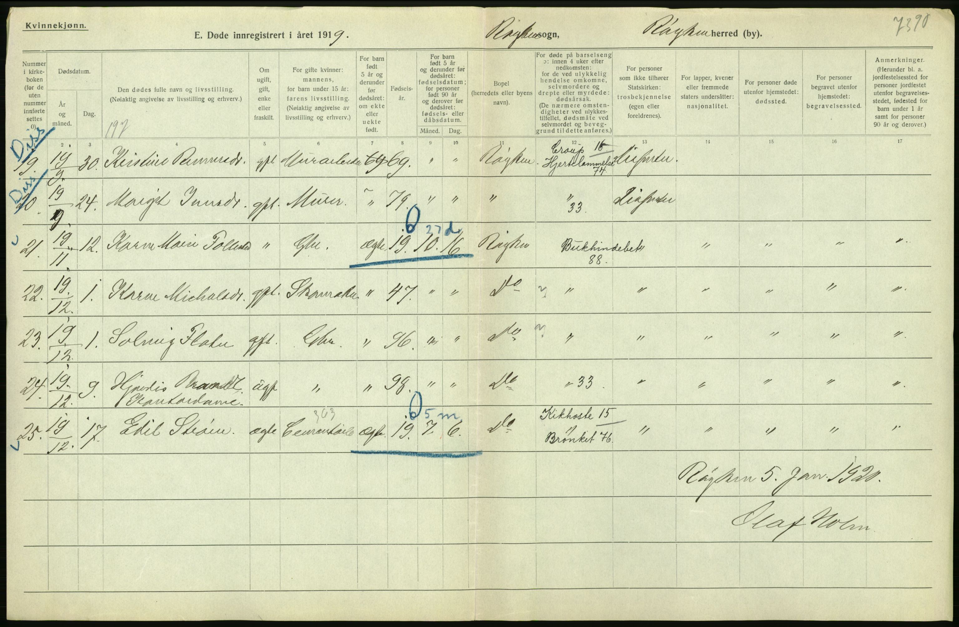 Statistisk sentralbyrå, Sosiodemografiske emner, Befolkning, AV/RA-S-2228/D/Df/Dfb/Dfbi/L0018: Buskerud fylke: Døde. Bygder og byer., 1919, s. 132