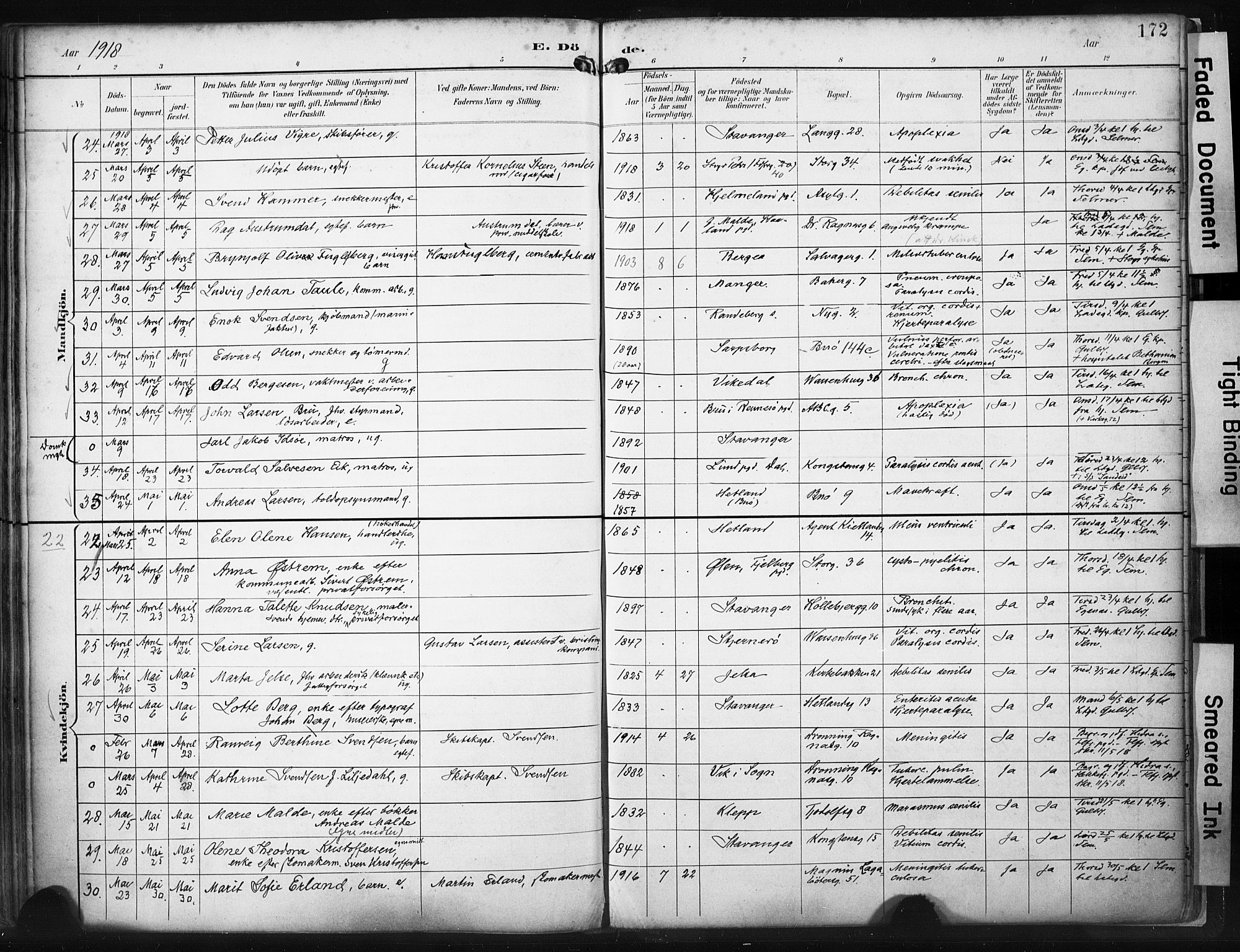 St. Petri sokneprestkontor, AV/SAST-A-101813/001/30/30BA/L0022: Ministerialbok nr. A 22, 1895-1919, s. 172