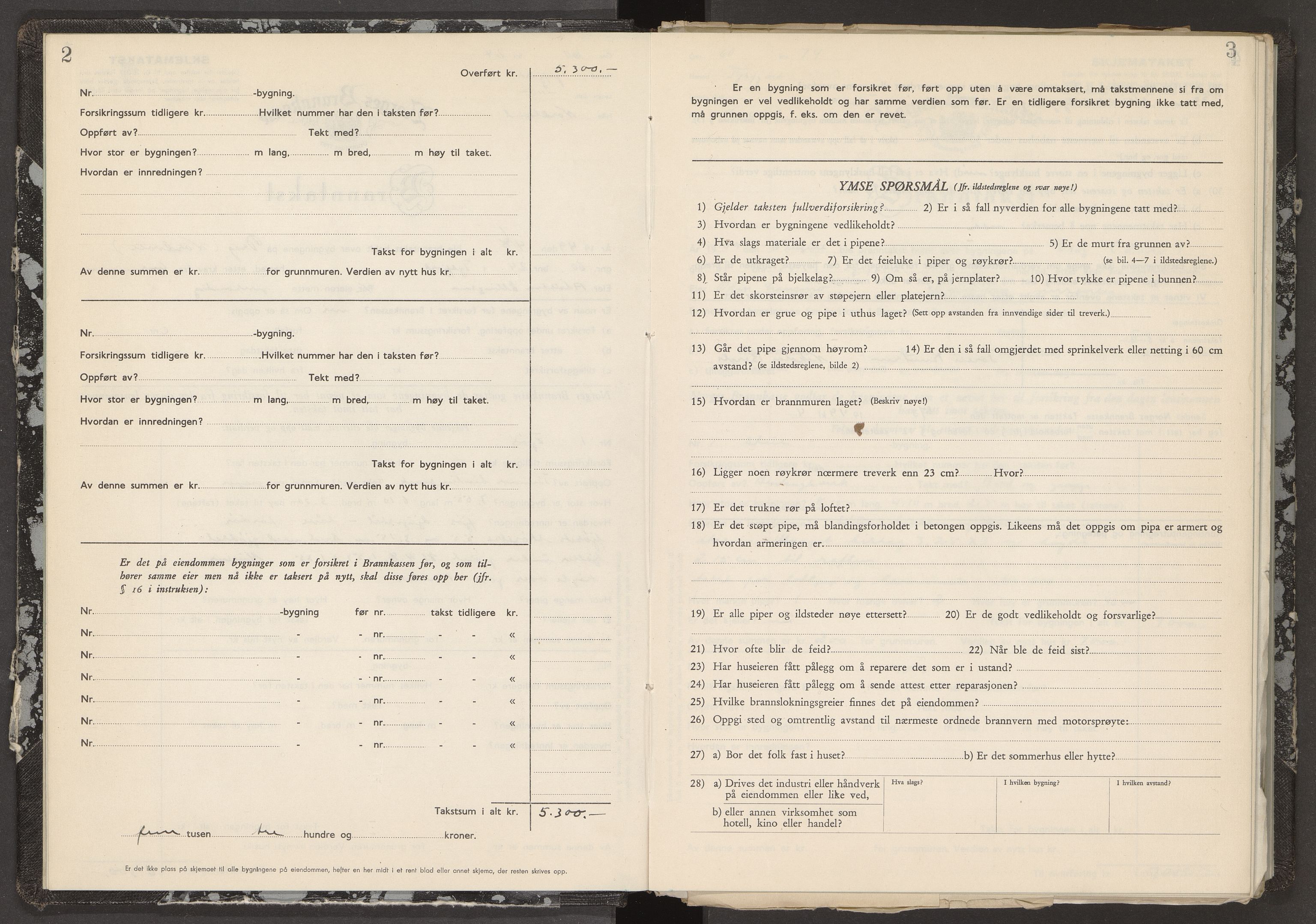 Norges Brannkasse Tysfjord, AV/SAT-A-5581/Fa/L0007: Branntakstprotokoll med skjema, 1949-1955