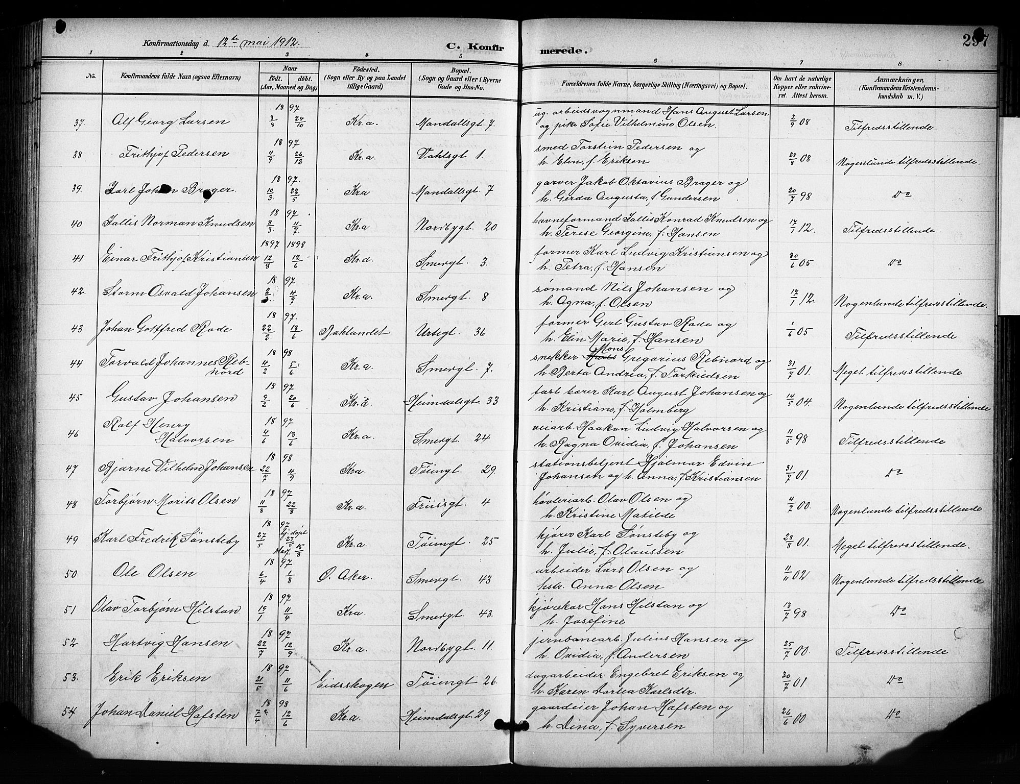 Grønland prestekontor Kirkebøker, AV/SAO-A-10848/F/Fa/L0015: Ministerialbok nr. 15, 1899-1919, s. 297