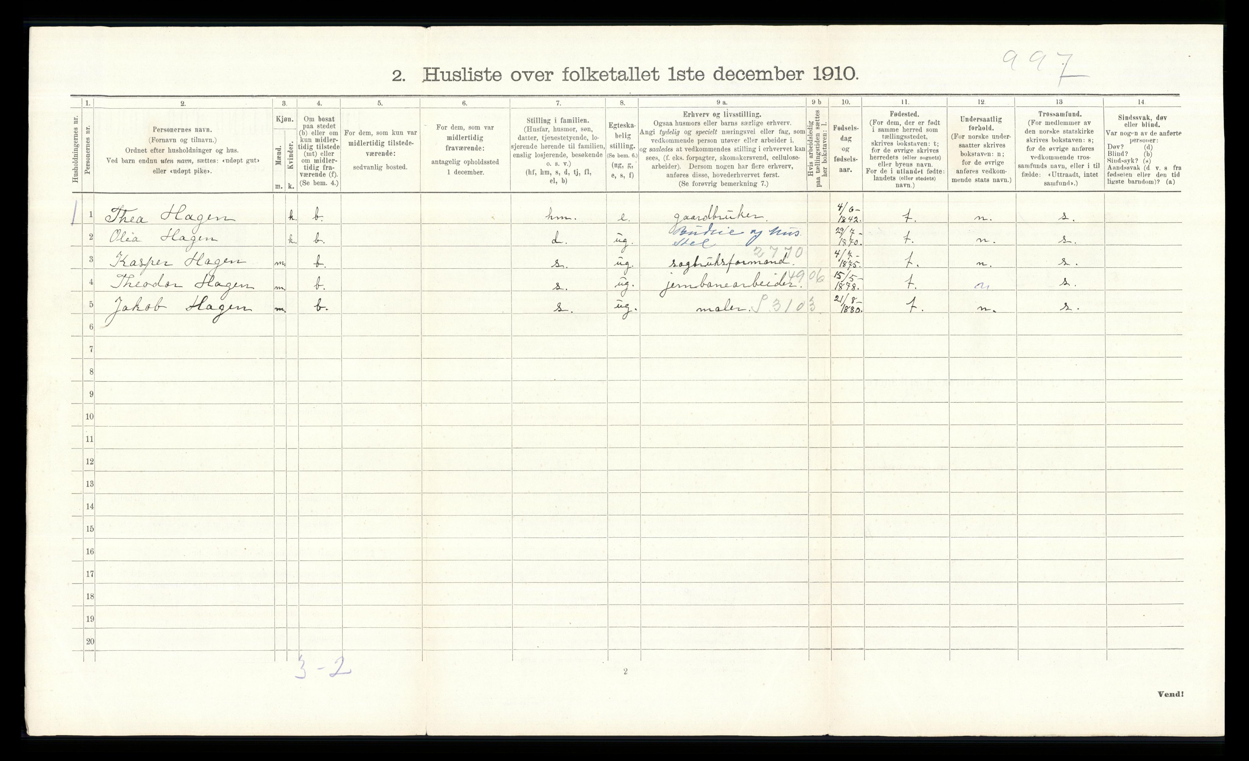 RA, Folketelling 1910 for 0423 Grue herred, 1910, s. 406