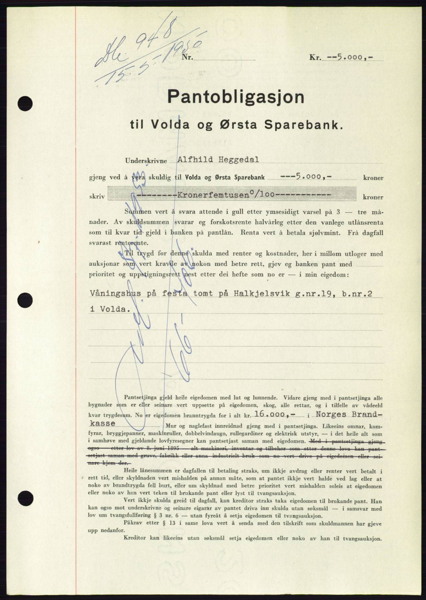 Søre Sunnmøre sorenskriveri, SAT/A-4122/1/2/2C/L0118: Pantebok nr. 6B, 1949-1950, Dagboknr: 948/1950