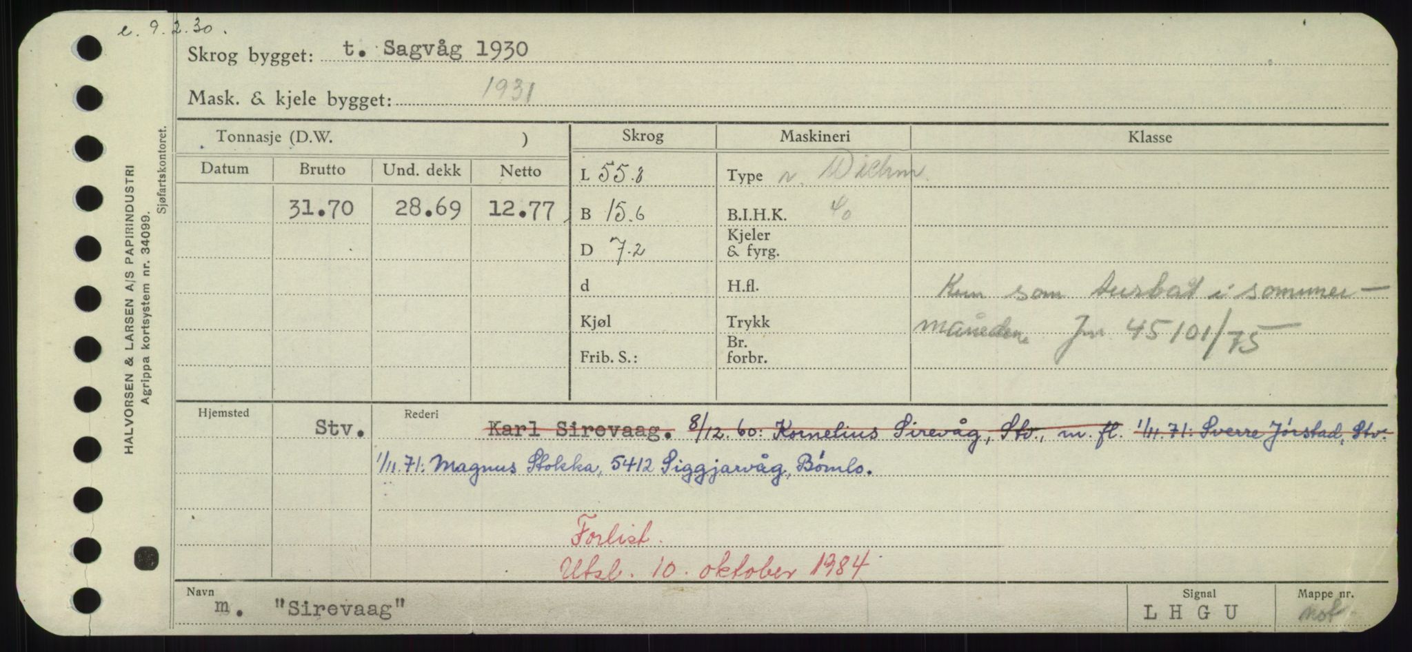 Sjøfartsdirektoratet med forløpere, Skipsmålingen, RA/S-1627/H/Hd/L0033: Fartøy, Sevi-Sjø, s. 267