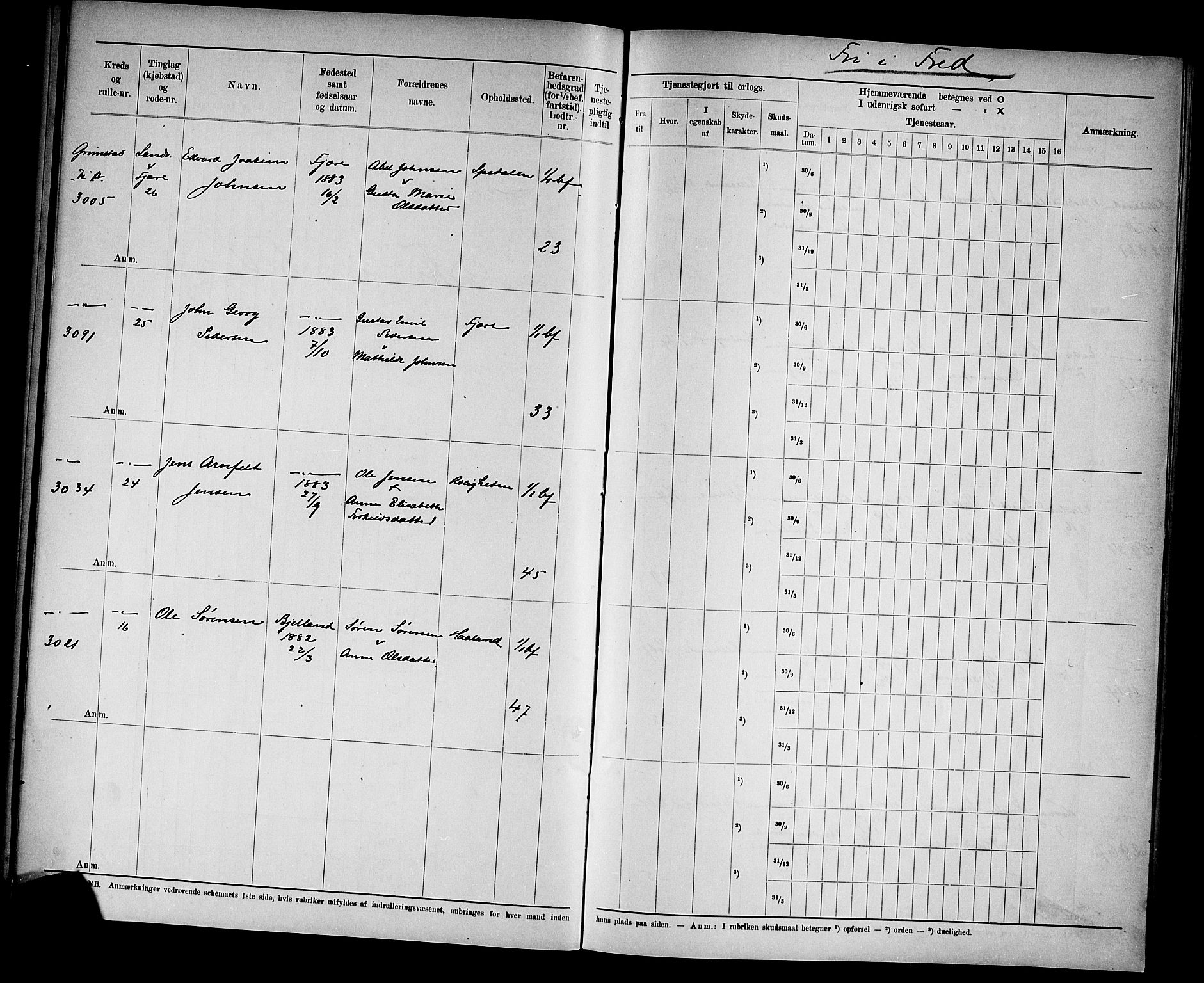 Kristiansand mønstringskrets, AV/SAK-2031-0015/F/Fd/L0009: Rulle sjøvernepliktige, C-9, 1907, s. 40