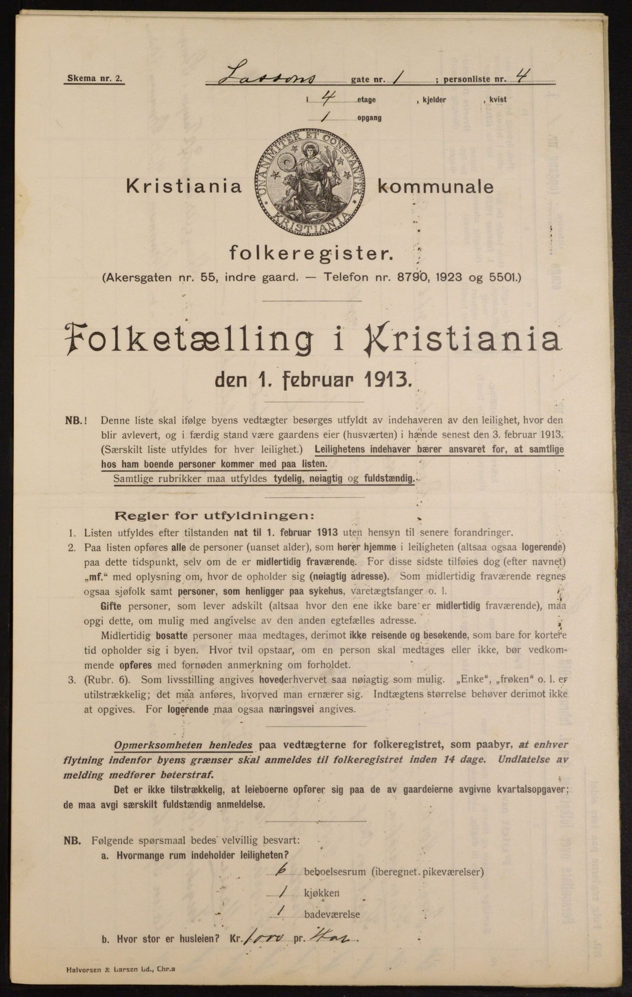 OBA, Kommunal folketelling 1.2.1913 for Kristiania, 1913, s. 56966