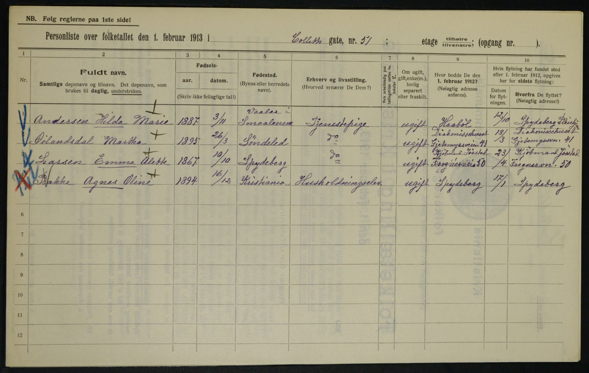 OBA, Kommunal folketelling 1.2.1913 for Kristiania, 1913, s. 13312