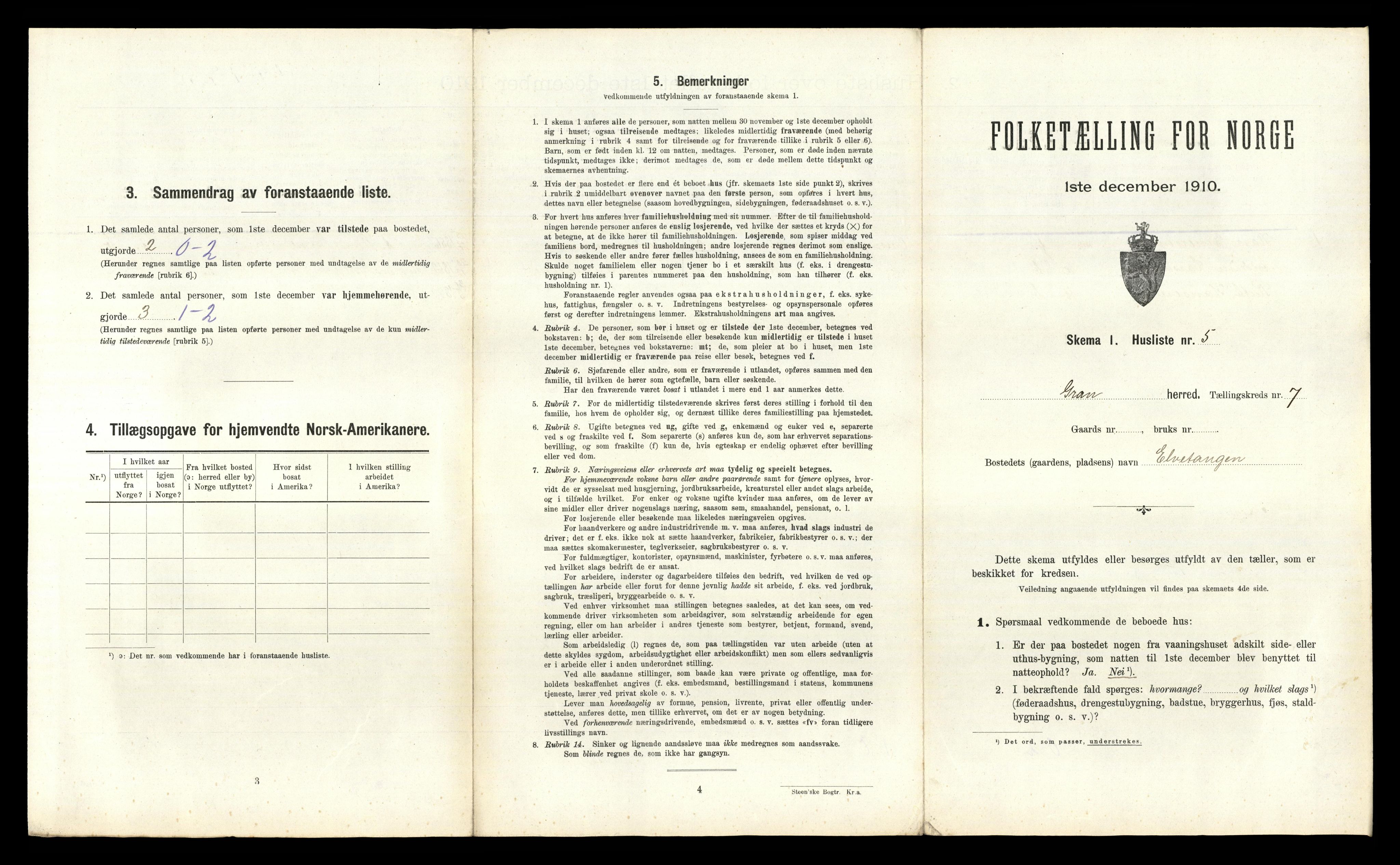 RA, Folketelling 1910 for 0534 Gran herred, 1910, s. 1277