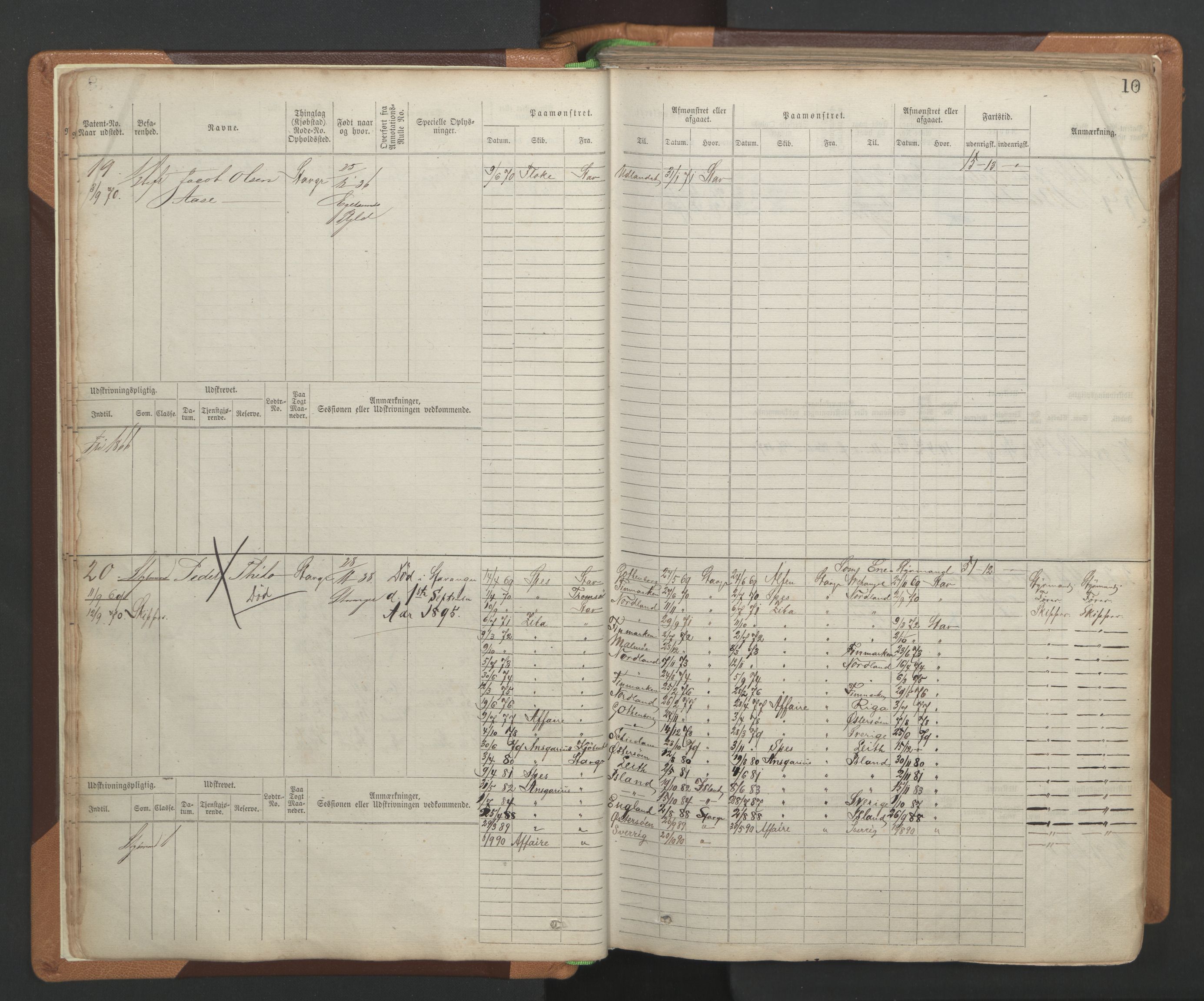 Stavanger sjømannskontor, AV/SAST-A-102006/F/Fb/Fbb/L0004: Sjøfartshovedrulle, patentnr. 1-792 (del 1), 1869-1880, s. 13
