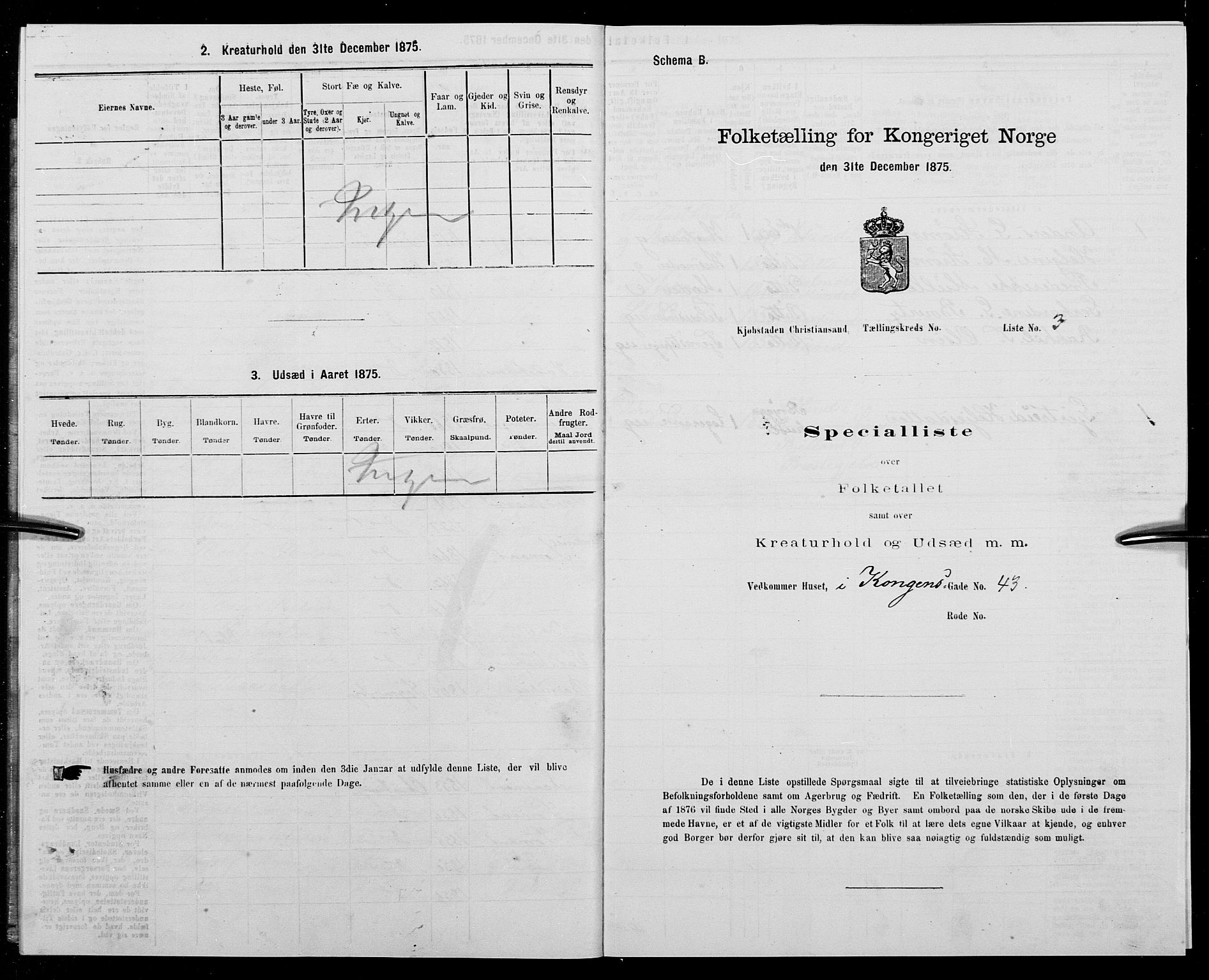 SAK, Folketelling 1875 for 1001P Kristiansand prestegjeld, 1875, s. 183