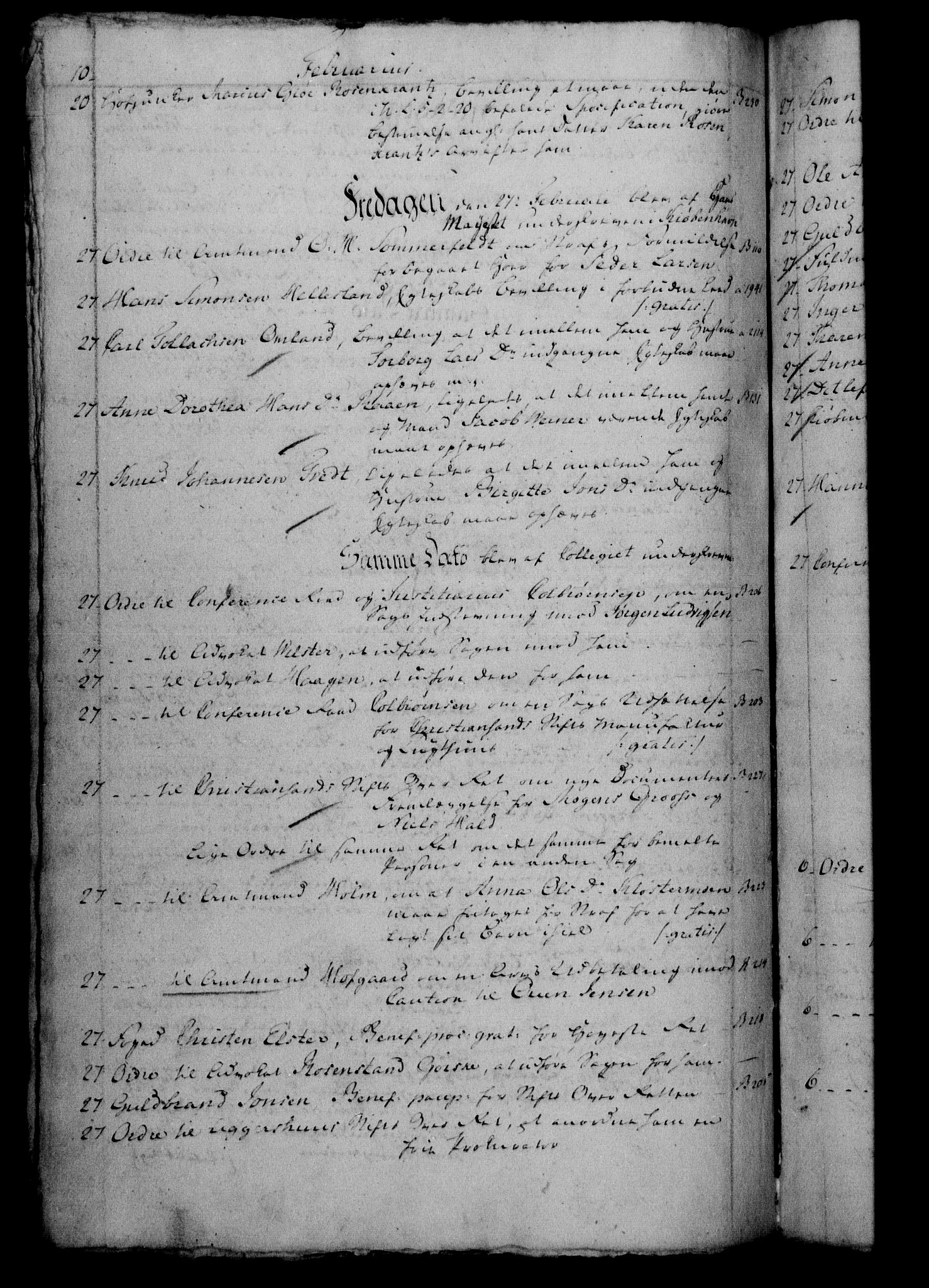 Danske Kanselli 1800-1814, RA/EA-3024/H/Hf/Hfb/Hfbc/L0002: Underskrivelsesbok m. register, 1801, s. 10