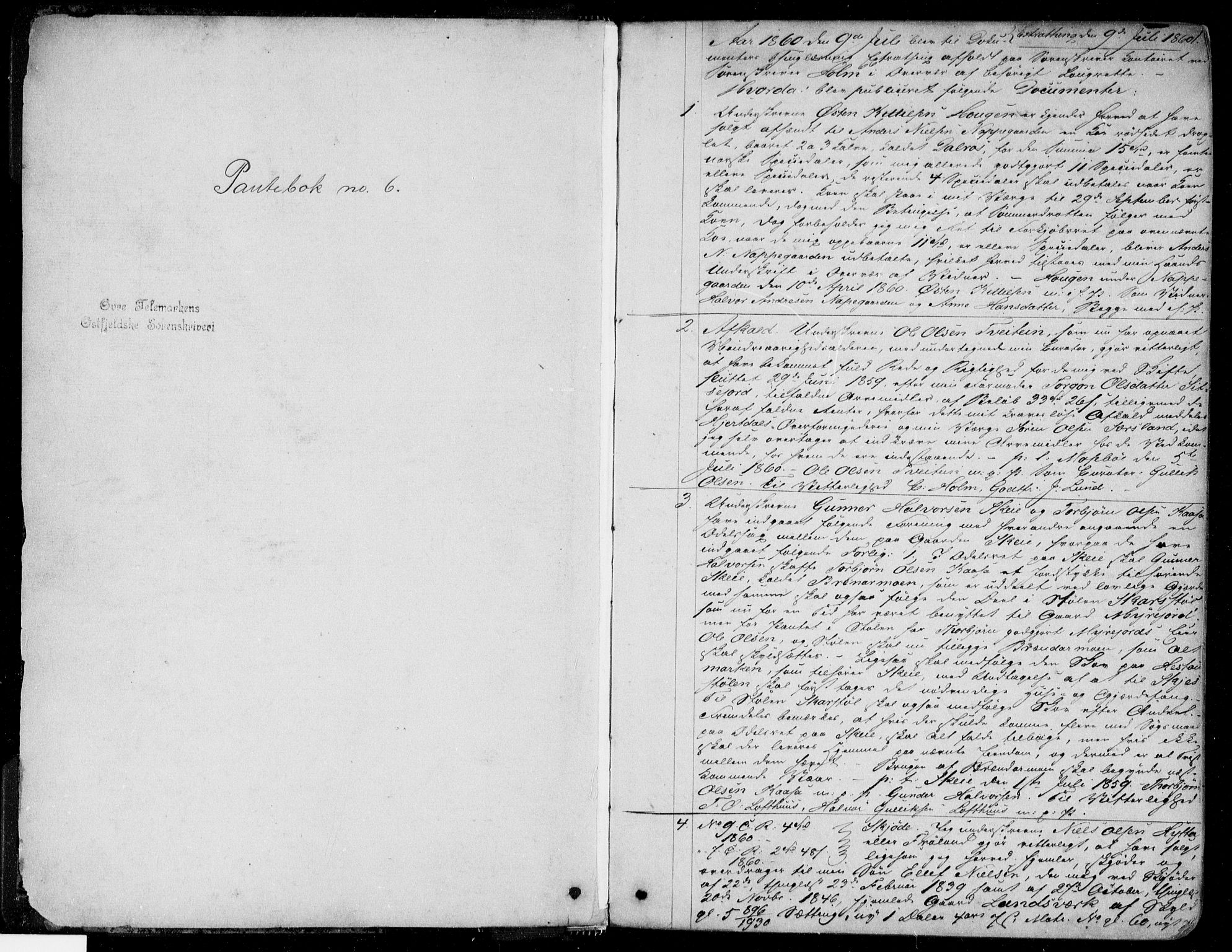 Øvre Telemark østfjelske sorenskriveri, AV/SAKO-A-213/G/Ga/Gab/L0006: Pantebok nr. II 6, 1860-1864, s. 1