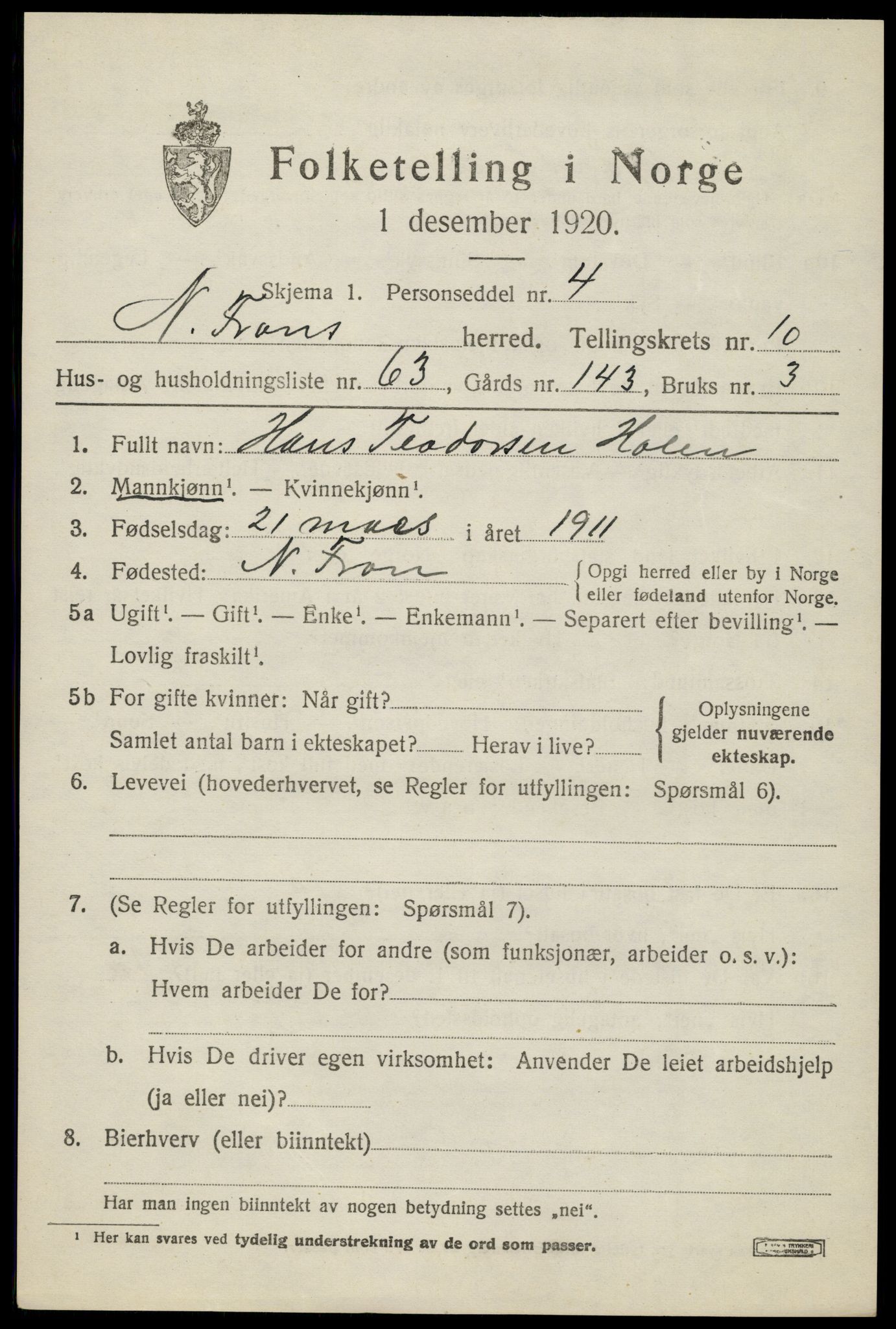 SAH, Folketelling 1920 for 0518 Nord-Fron herred, 1920, s. 8716