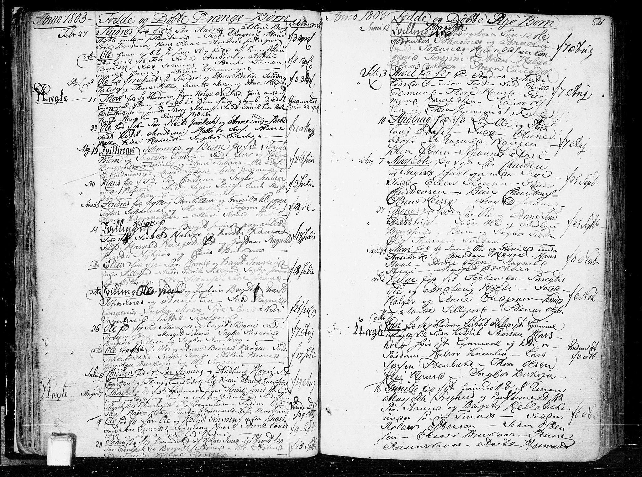 Heddal kirkebøker, SAKO/A-268/F/Fa/L0004: Ministerialbok nr. I 4, 1784-1814, s. 52