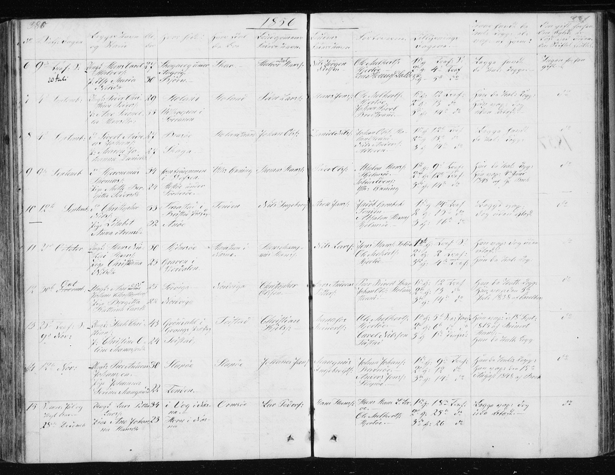 Ministerialprotokoller, klokkerbøker og fødselsregistre - Nordland, AV/SAT-A-1459/834/L0511: Klokkerbok nr. 834C02, 1848-1862, s. 380-381