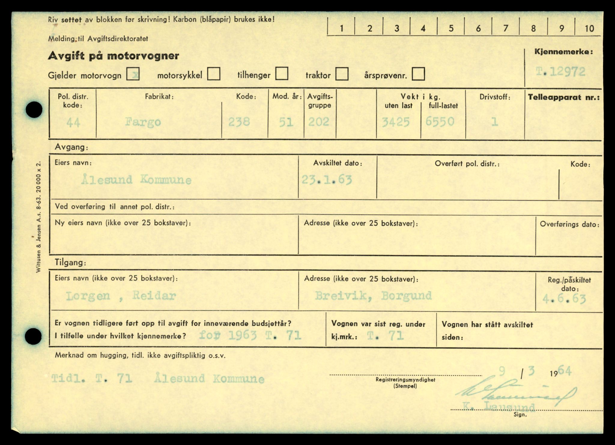 Møre og Romsdal vegkontor - Ålesund trafikkstasjon, AV/SAT-A-4099/F/Fe/L0036: Registreringskort for kjøretøy T 12831 - T 13030, 1927-1998, s. 2113