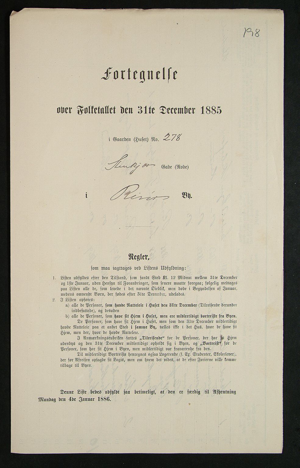 SAK, Folketelling 1885 for 0901 Risør kjøpstad, 1885, s. 198