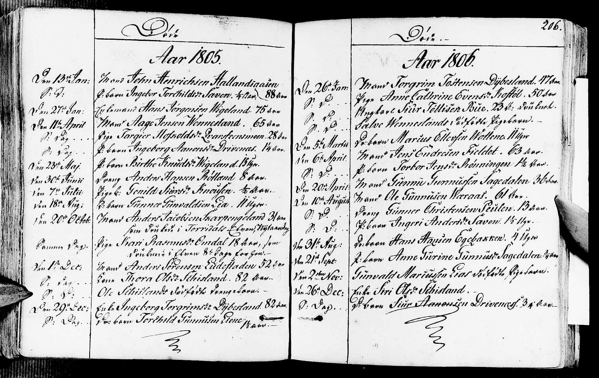 Vennesla sokneprestkontor, SAK/1111-0045/Fa/Fab/L0002: Ministerialbok nr. A 2, 1794-1834, s. 206
