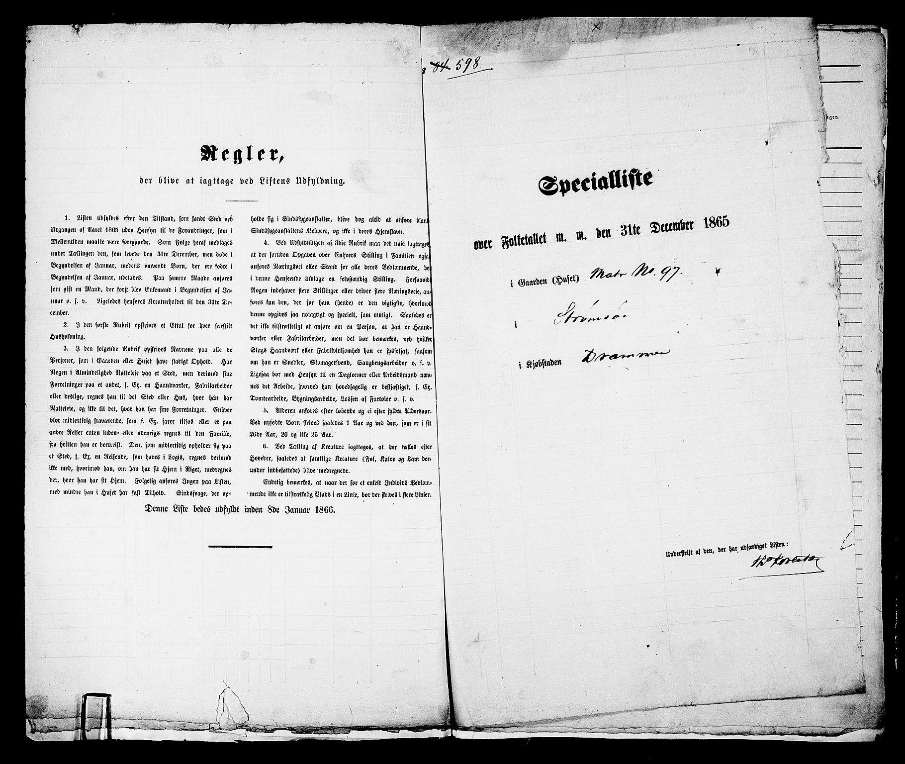 RA, Folketelling 1865 for 0602bP Strømsø prestegjeld i Drammen kjøpstad, 1865, s. 7
