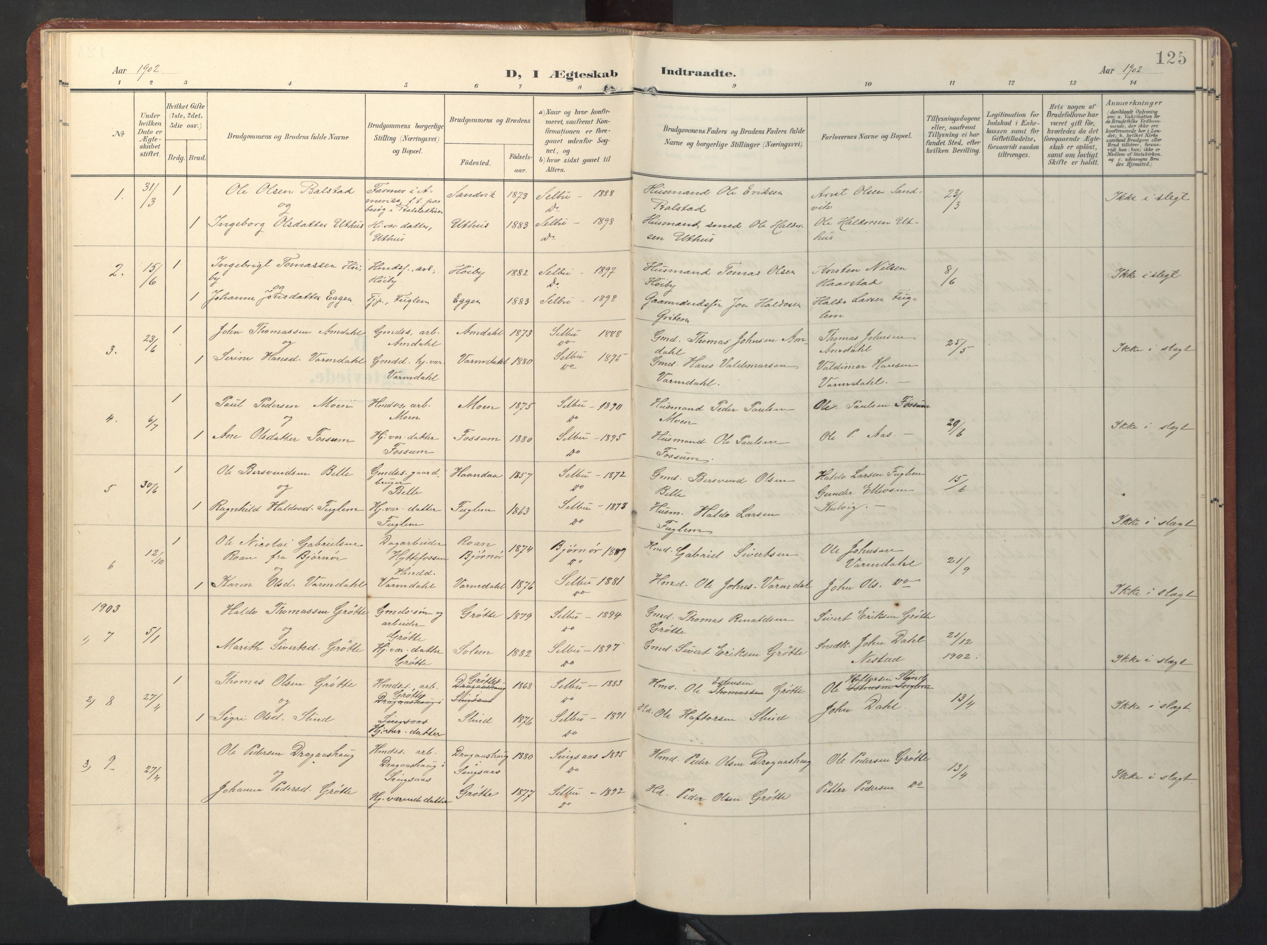 Ministerialprotokoller, klokkerbøker og fødselsregistre - Sør-Trøndelag, SAT/A-1456/696/L1161: Klokkerbok nr. 696C01, 1902-1950, s. 125