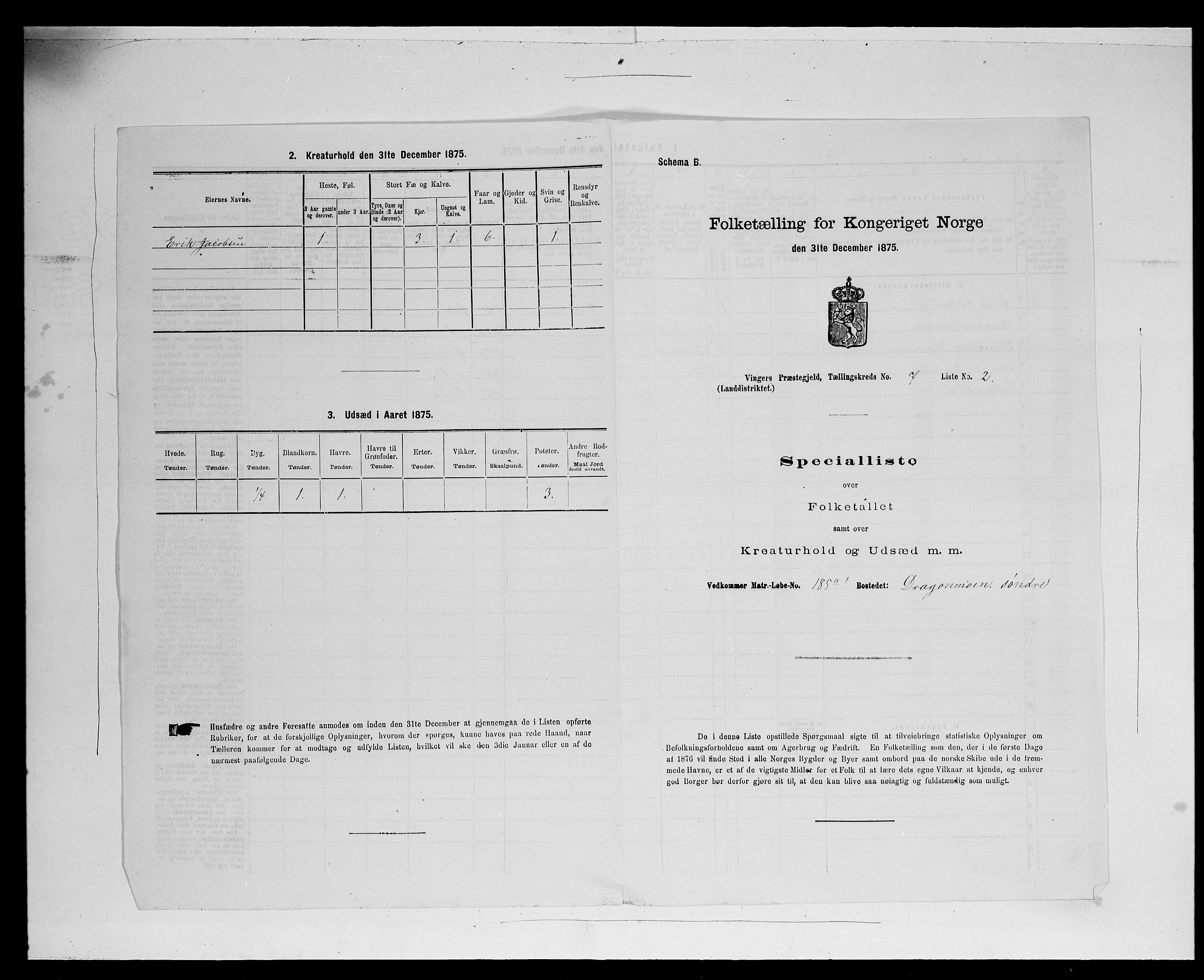 SAH, Folketelling 1875 for 0421L Vinger prestegjeld, Vinger sokn og Austmarka sokn, 1875, s. 1157