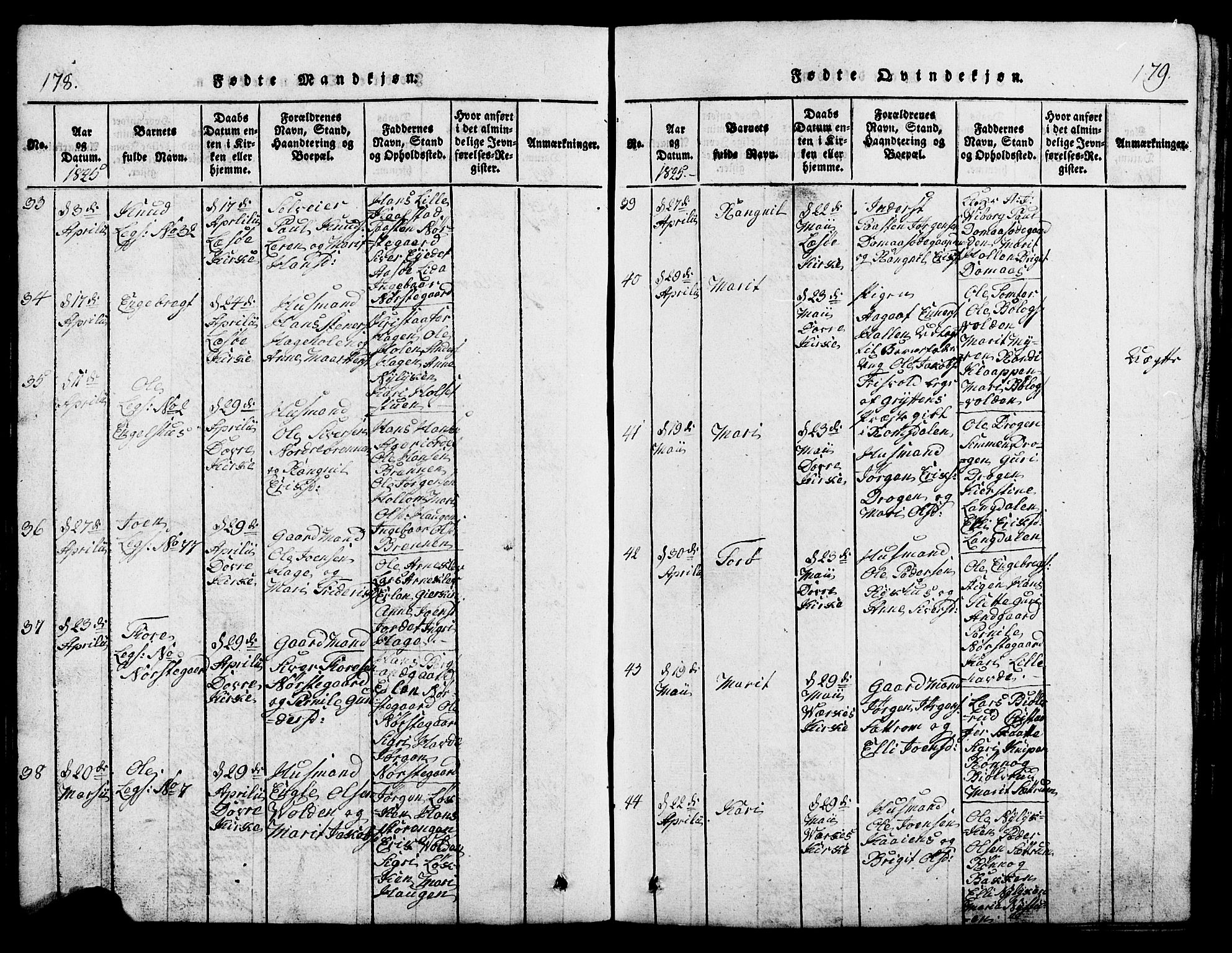 Lesja prestekontor, AV/SAH-PREST-068/H/Ha/Hab/L0001: Klokkerbok nr. 1, 1820-1831, s. 178-179