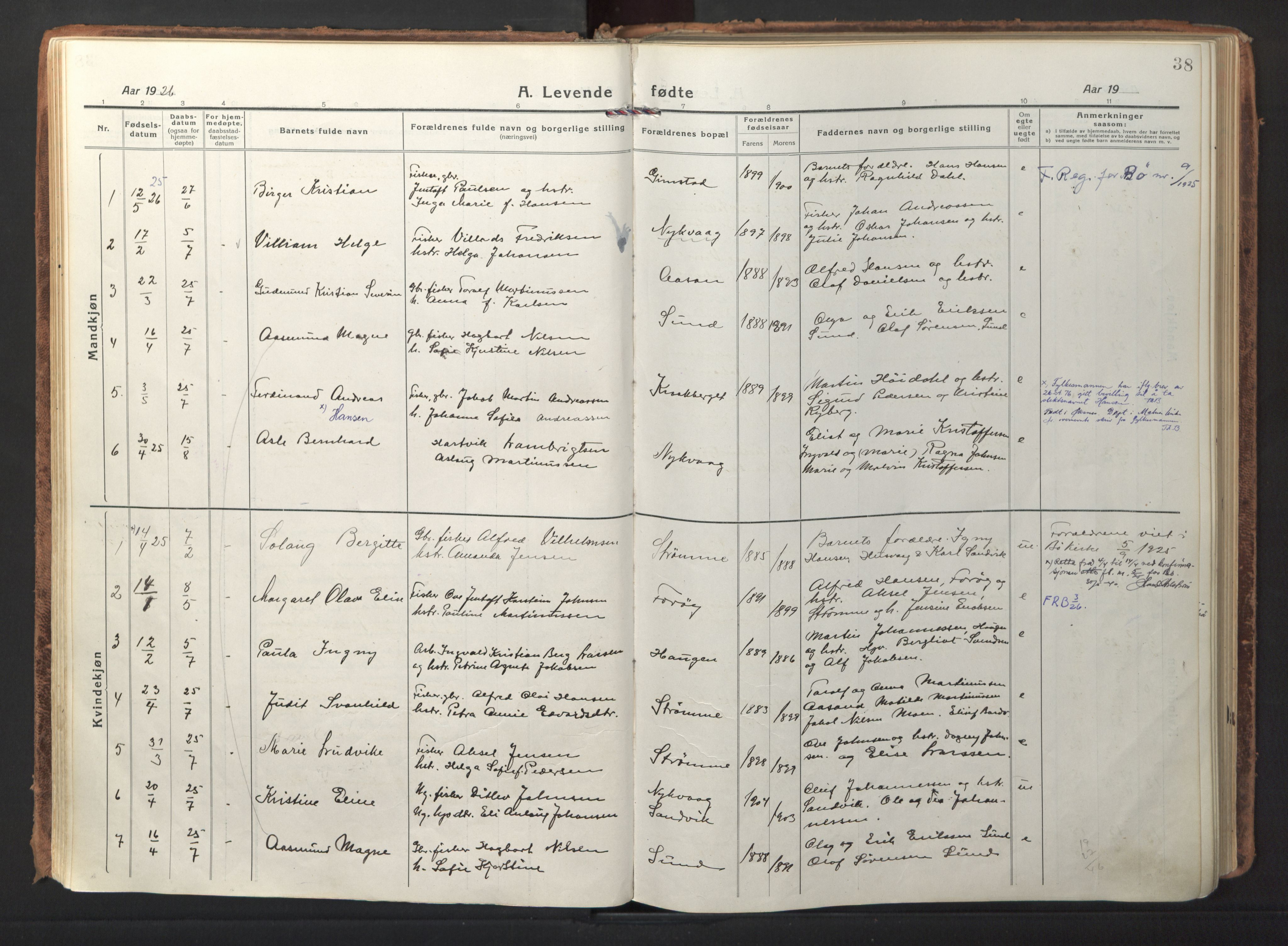 Ministerialprotokoller, klokkerbøker og fødselsregistre - Nordland, AV/SAT-A-1459/892/L1323: Ministerialbok nr. 892A04, 1917-1934, s. 38