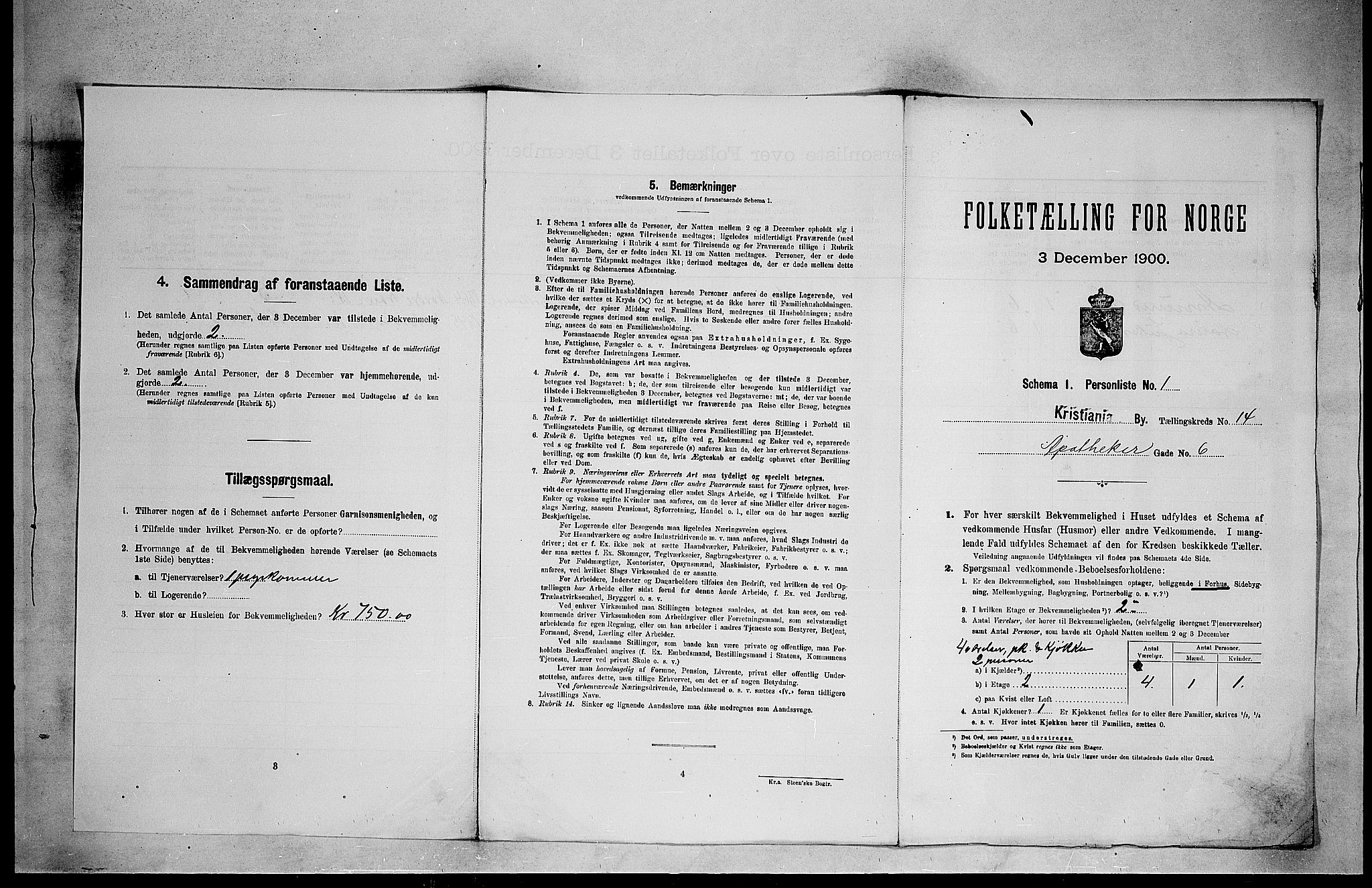 SAO, Folketelling 1900 for 0301 Kristiania kjøpstad, 1900, s. 2103