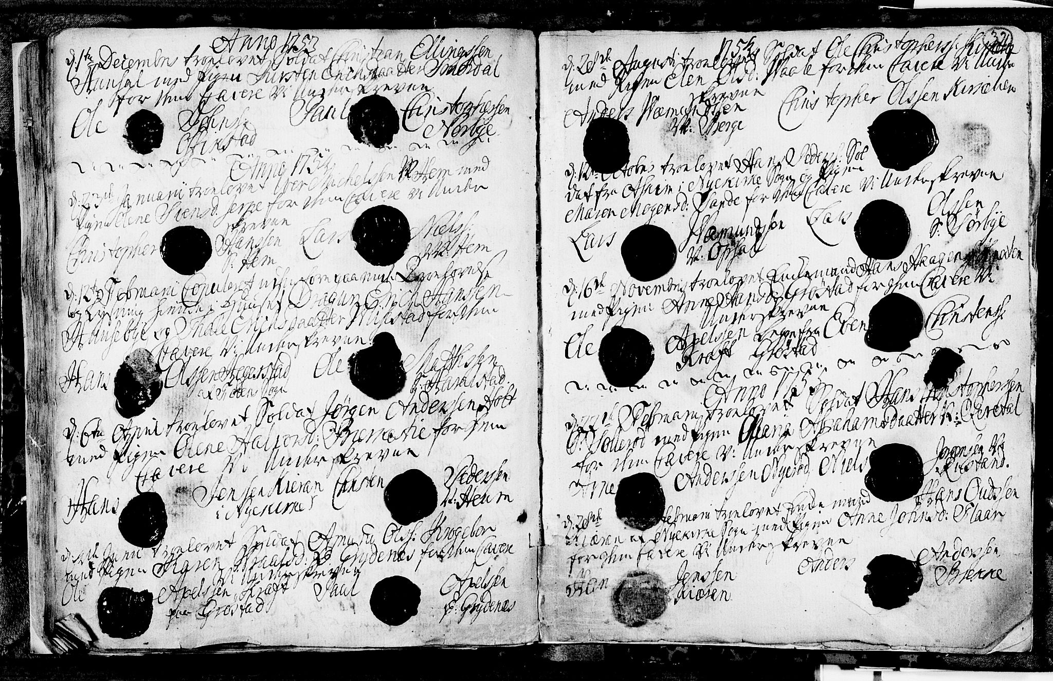 Våle kirkebøker, AV/SAKO-A-334/H/Hb/L0001: Forlovererklæringer nr. 1, 1733-1755, s. 32