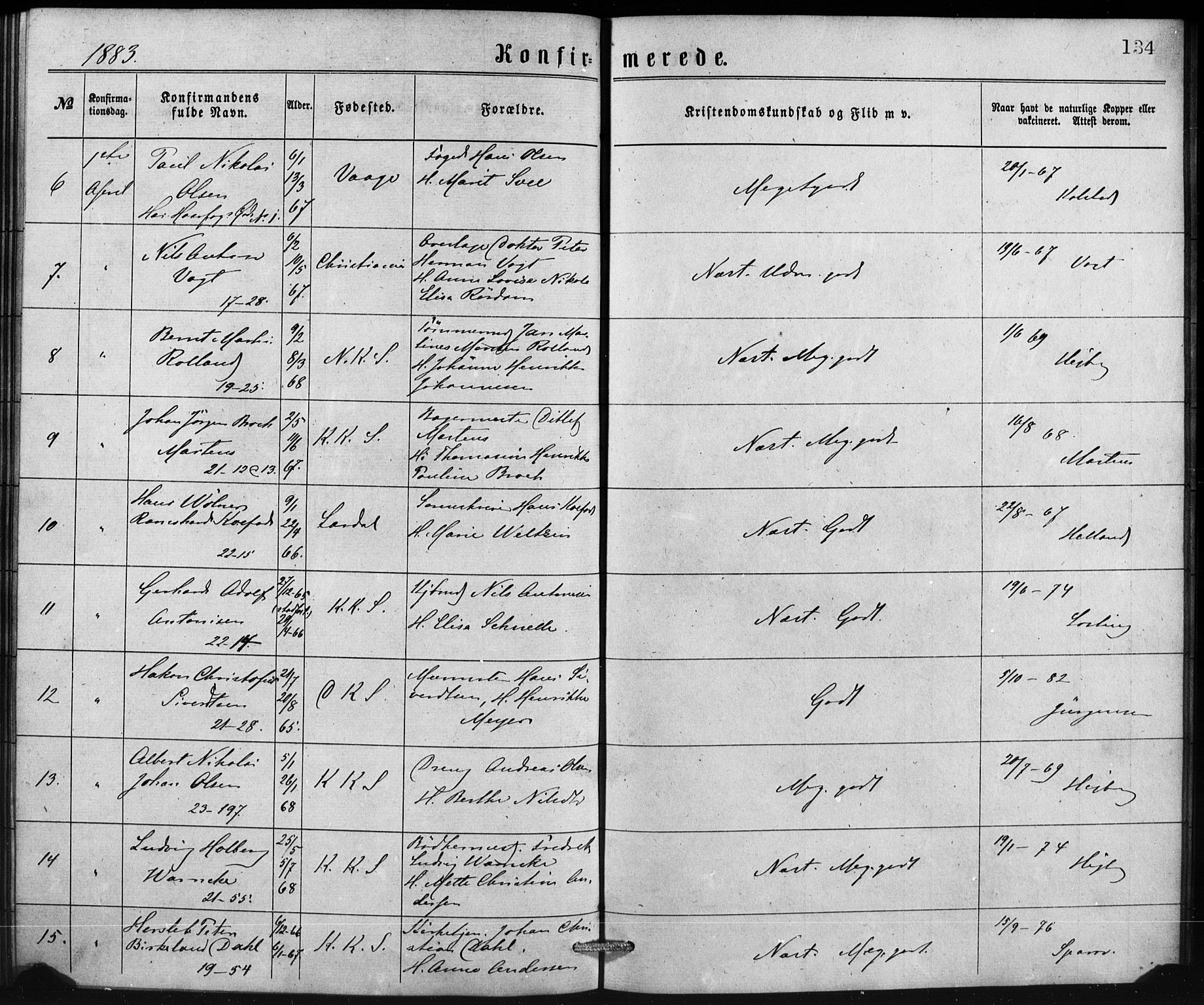Korskirken sokneprestembete, SAB/A-76101/H/Haa/L0070: Residerende kapellans bok nr. A 5, 1869-1885, s. 134