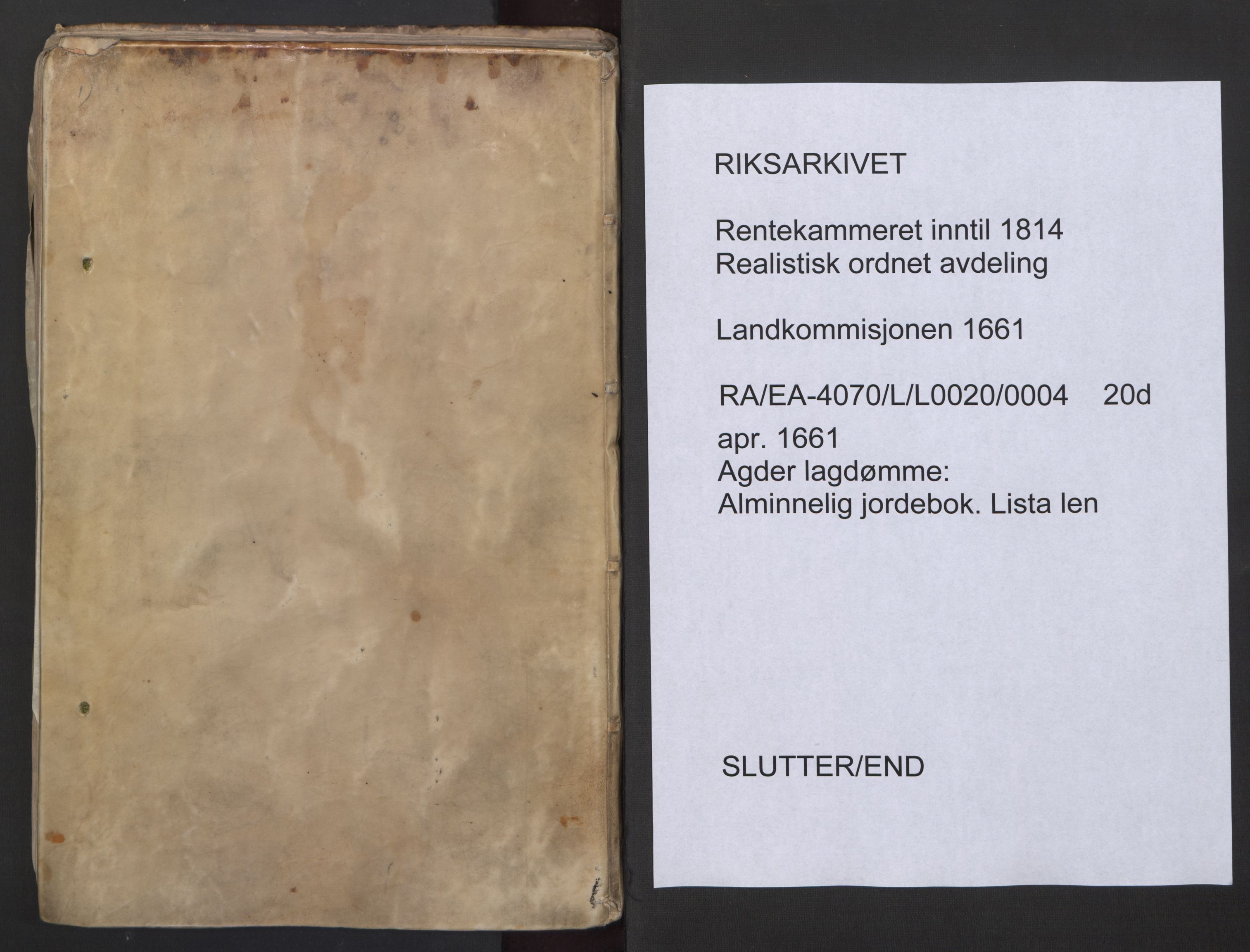 Rentekammeret inntil 1814, Realistisk ordnet avdeling, AV/RA-EA-4070/L/L0020/0004: Agder lagdømme: / Alminnelig jordebok. Lista len, 1661