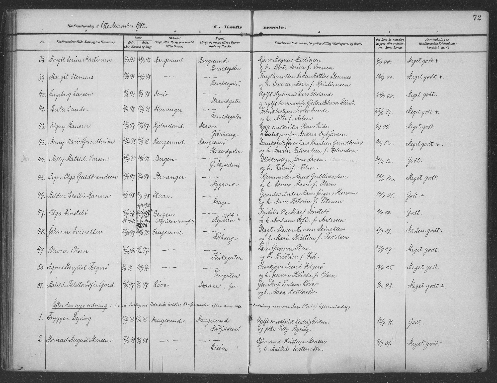 Haugesund sokneprestkontor, AV/SAST-A -101863/H/Ha/Haa/L0007: Ministerialbok nr. A 7, 1904-1916, s. 72