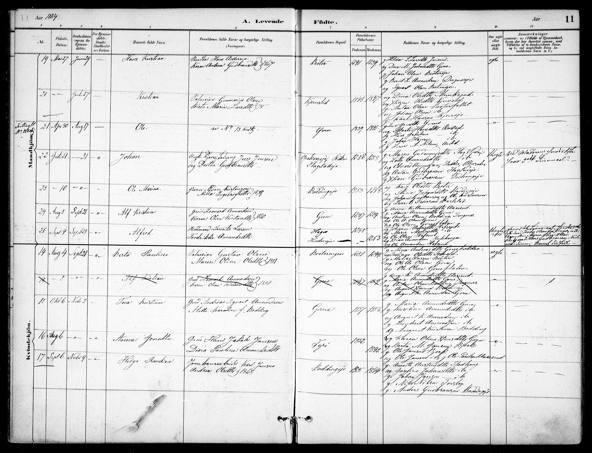 Nes prestekontor Kirkebøker, AV/SAO-A-10410/F/Fc/L0002: Ministerialbok nr. IIi 2, 1882-1916, s. 11