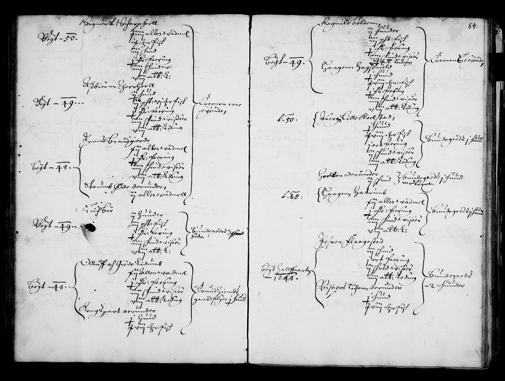 Rentekammeret inntil 1814, Realistisk ordnet avdeling, RA/EA-4070/N/Na/L0001: [XI f]: Akershus stifts jordebok, 1652, s. 83b-84a