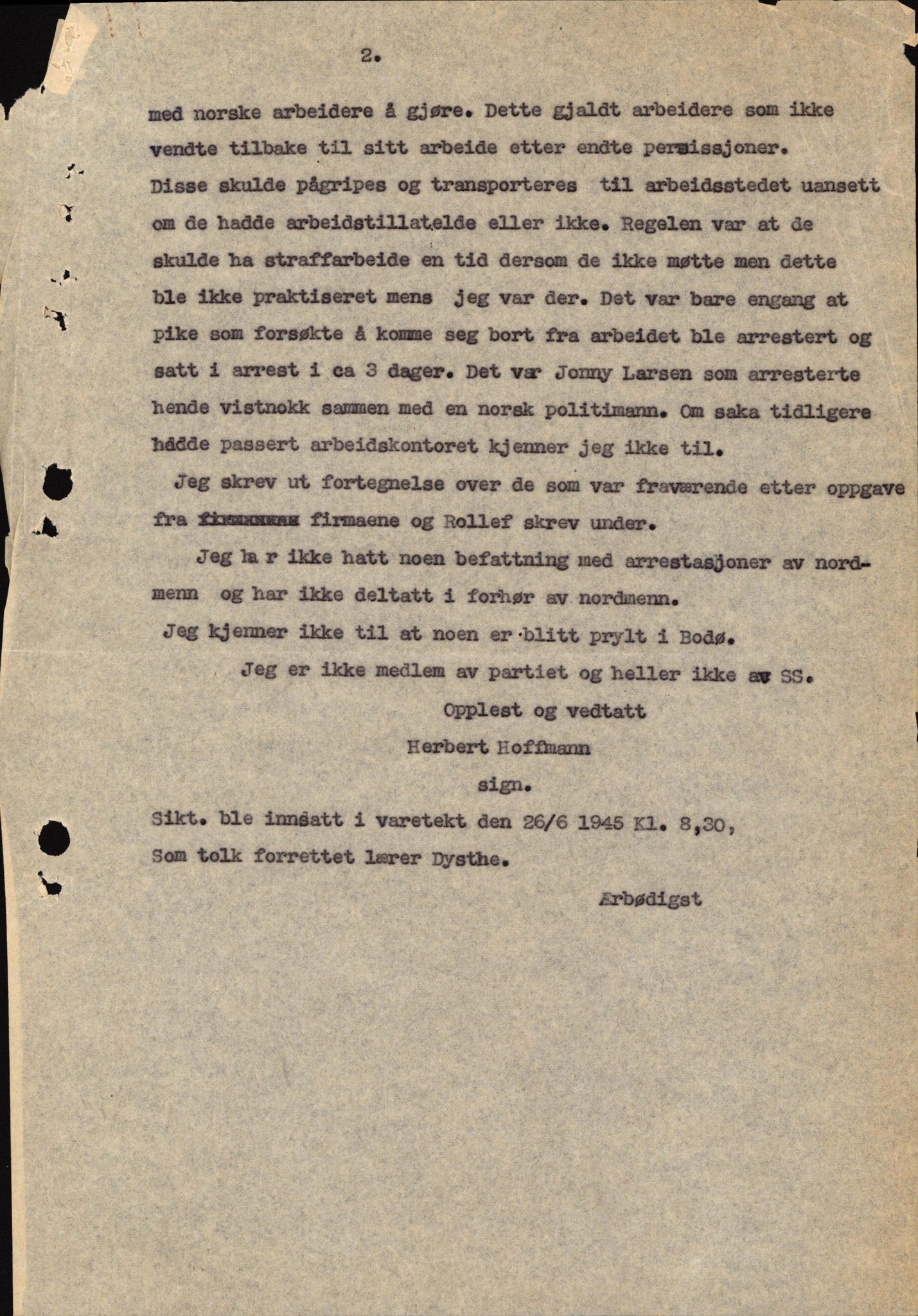 Forsvaret, Forsvarets overkommando II, AV/RA-RAFA-3915/D/Db/L0013: CI Questionaires. Tyske okkupasjonsstyrker i Norge. Tyskere., 1945-1946, s. 362