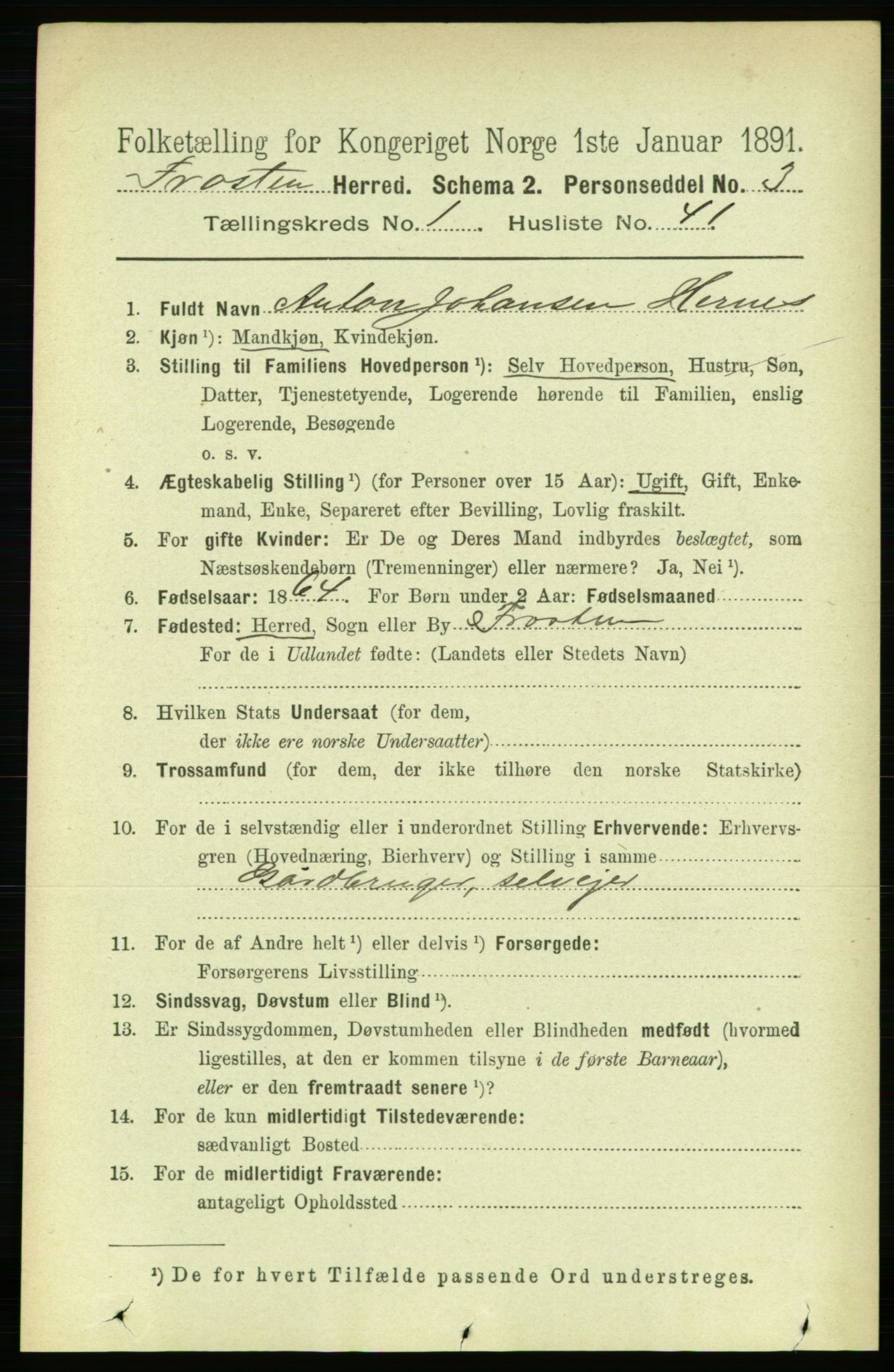 RA, Folketelling 1891 for 1717 Frosta herred, 1891, s. 417