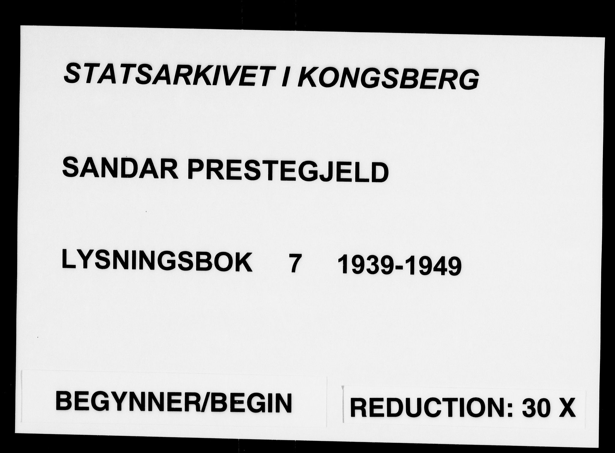 Sandar kirkebøker, AV/SAKO-A-243/H/Ha/L0007: Lysningsprotokoll nr. 7, 1939-1949